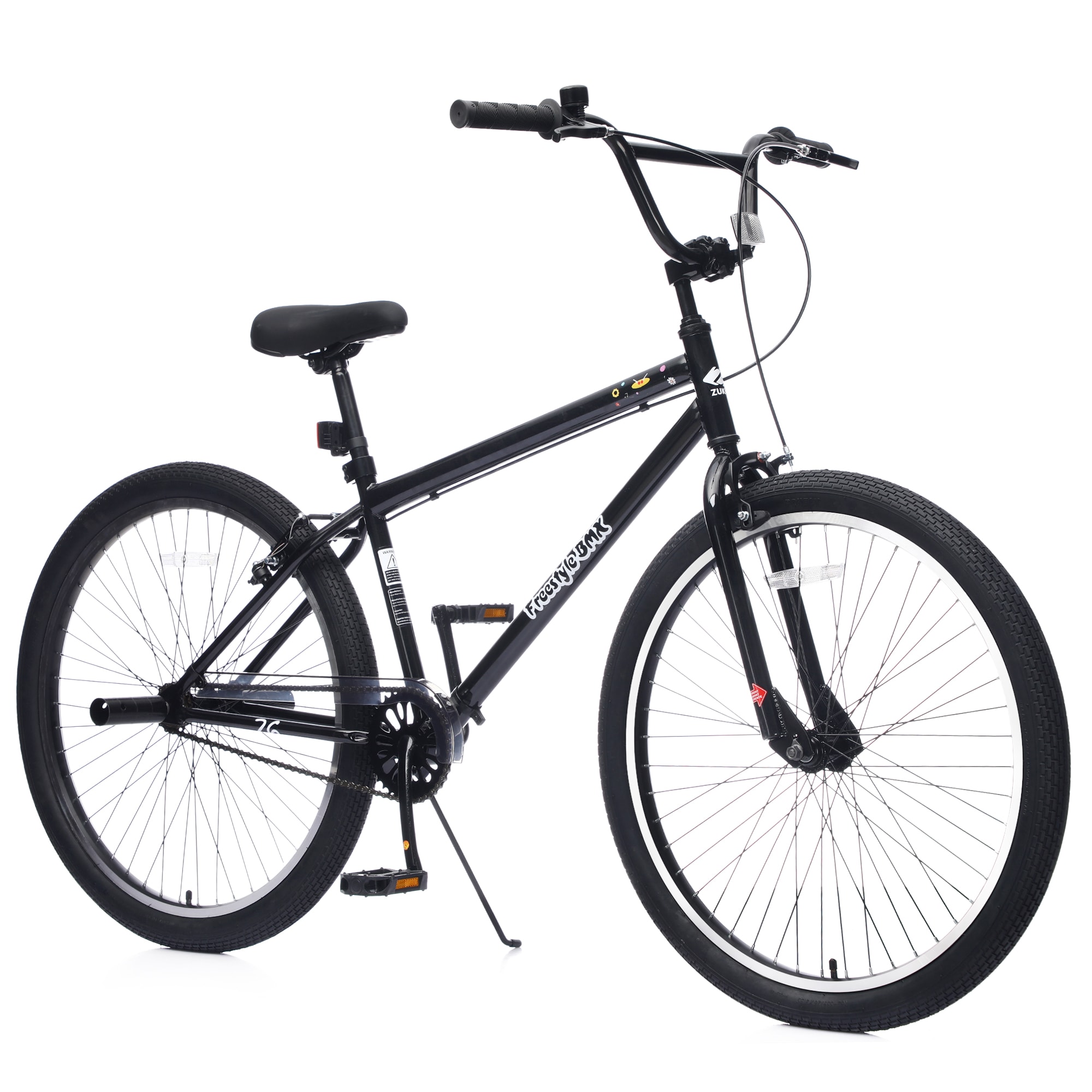 LUXEYARD 26 Inch Freestyle Bike for Teens Steel Frame Single-Speed Bicycle with 2 Pegs  Front Caliper Brake and Rear V Brake Bicycle for Boys and Girls Ages 14+