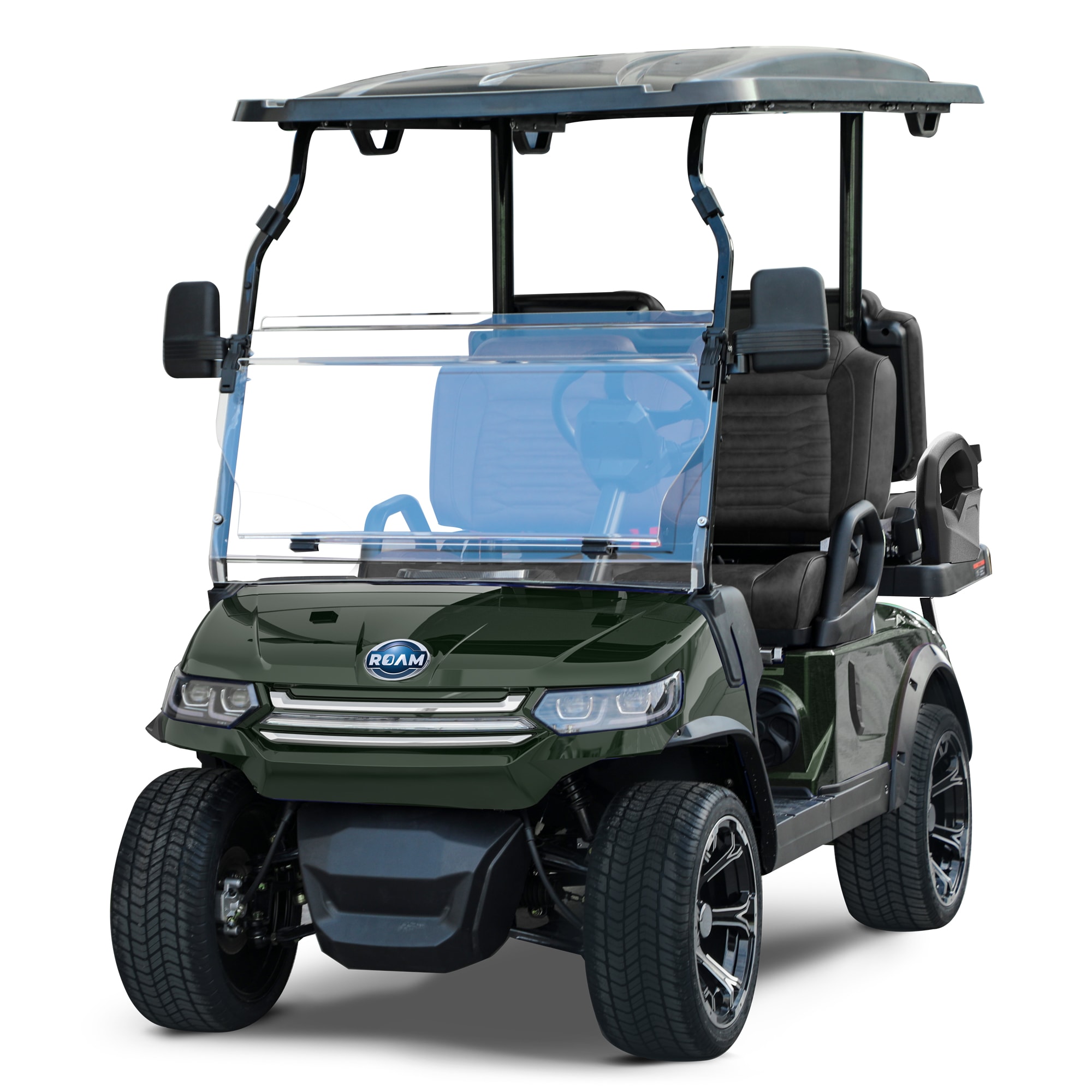 Phantom VOYAGE 2+2 - GREEN 4 Passenger Lithium Battery Golf Cart with Back Seat Kit and 5-inch Touchscreen