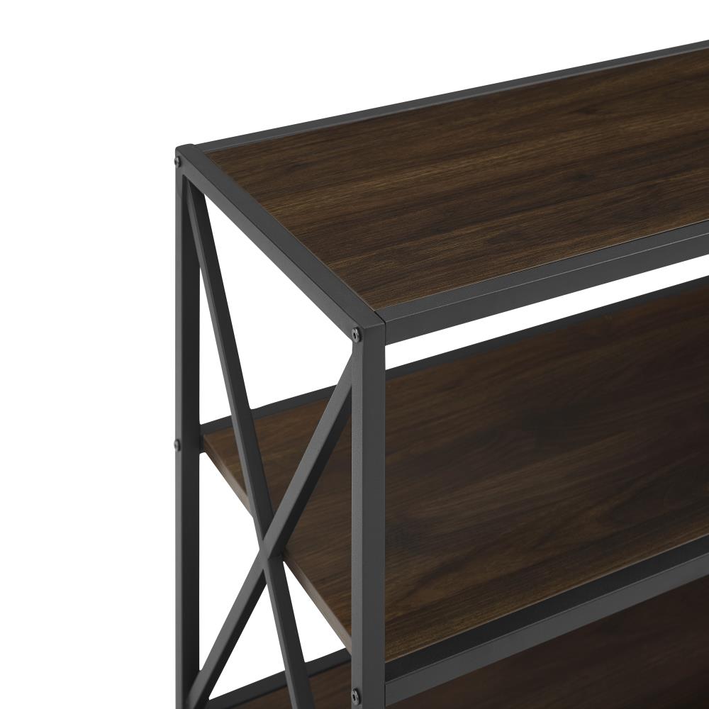 Walker Edison Dark Walnut Metal 3-Shelf Bookcase (39-in W x 25-in H x ...