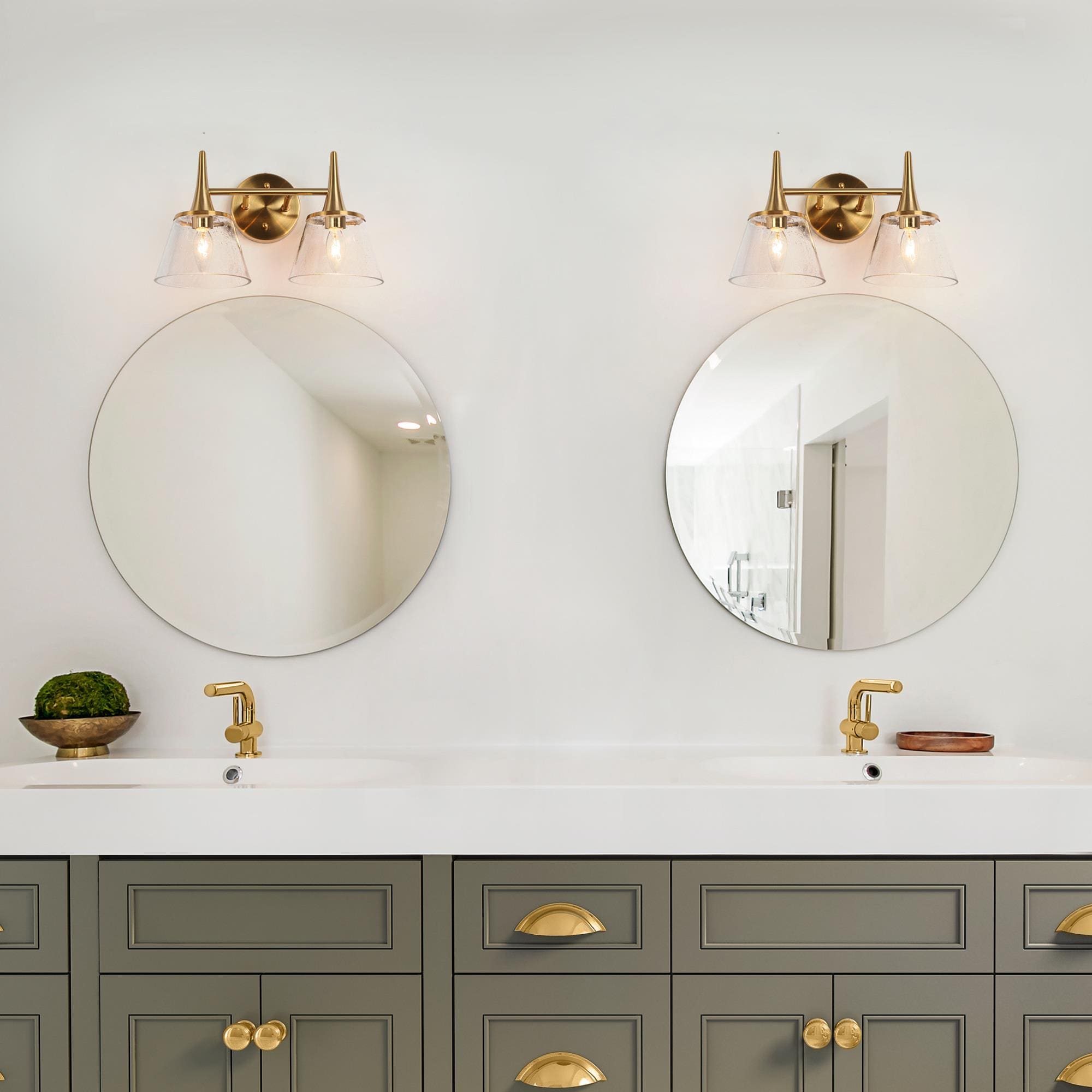 LNC Quoridan 14.2-in 2-Light Polished Gold Bathroom Vanity Light LED ...