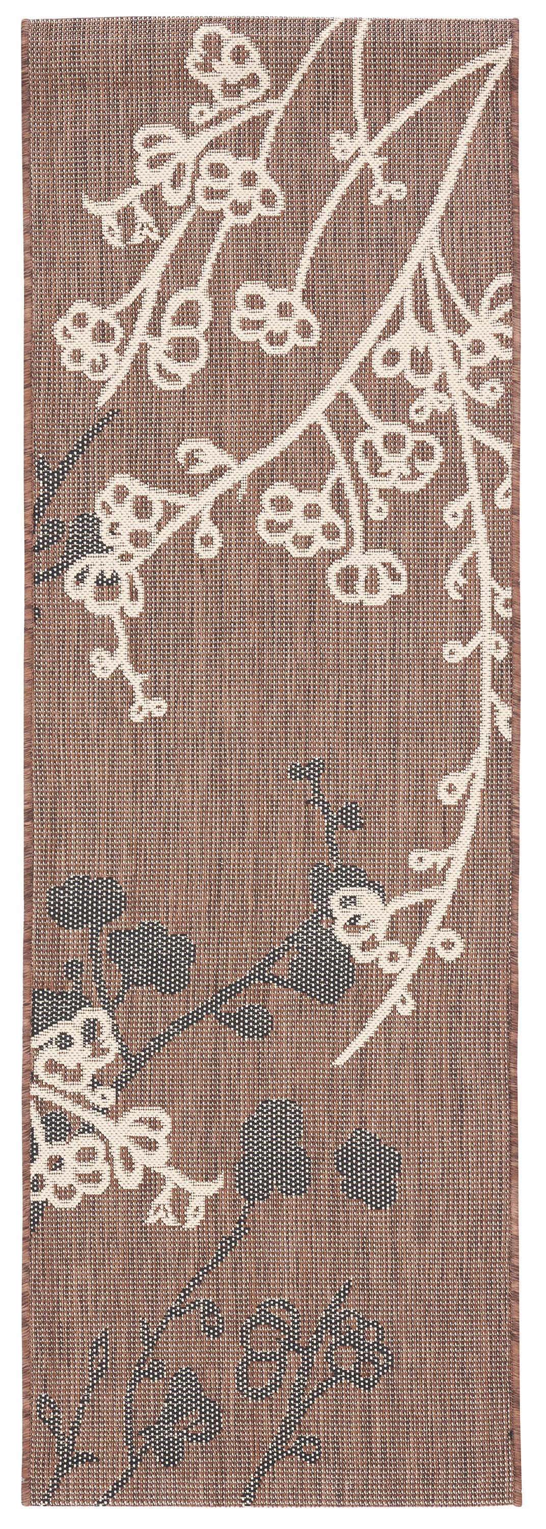 Safavieh CY4038D-27 Courtyard Baja 2 x 7 (ft) Loomed Polypropylene Brown Natural/Black Rectangular Indoor/Outdoor Floral/Botanical Runner rug