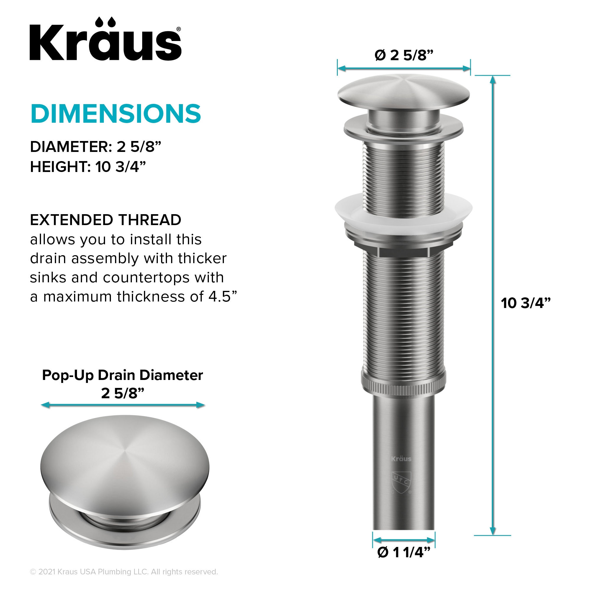 Kraus PU-L10SFS Popup-Drains-Accessories - View #4