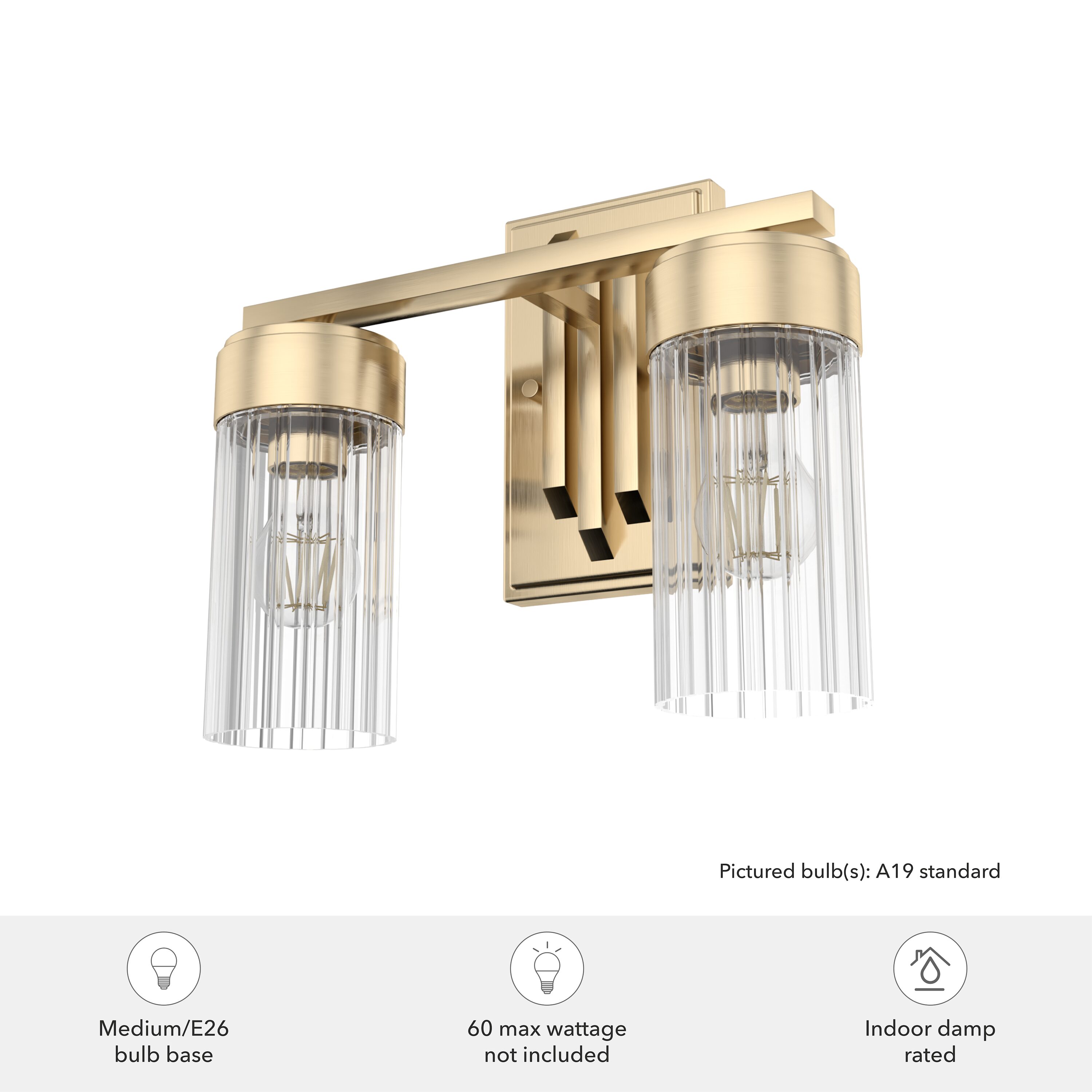Alturas Gold Dimmable 2-Light Modern Vanity Fixture