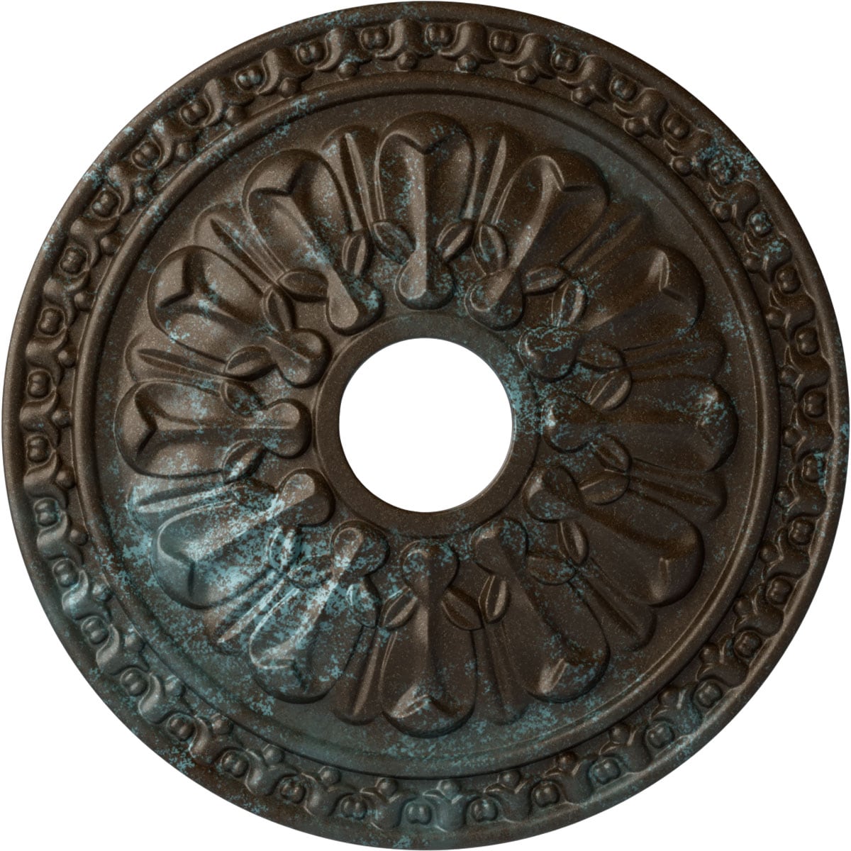 Ekena Millwork CM18WABBS Warsaw 18-in W x 18-in L Painted Bronze Blue Patina Polyurethane Whole Ceiling Medallion