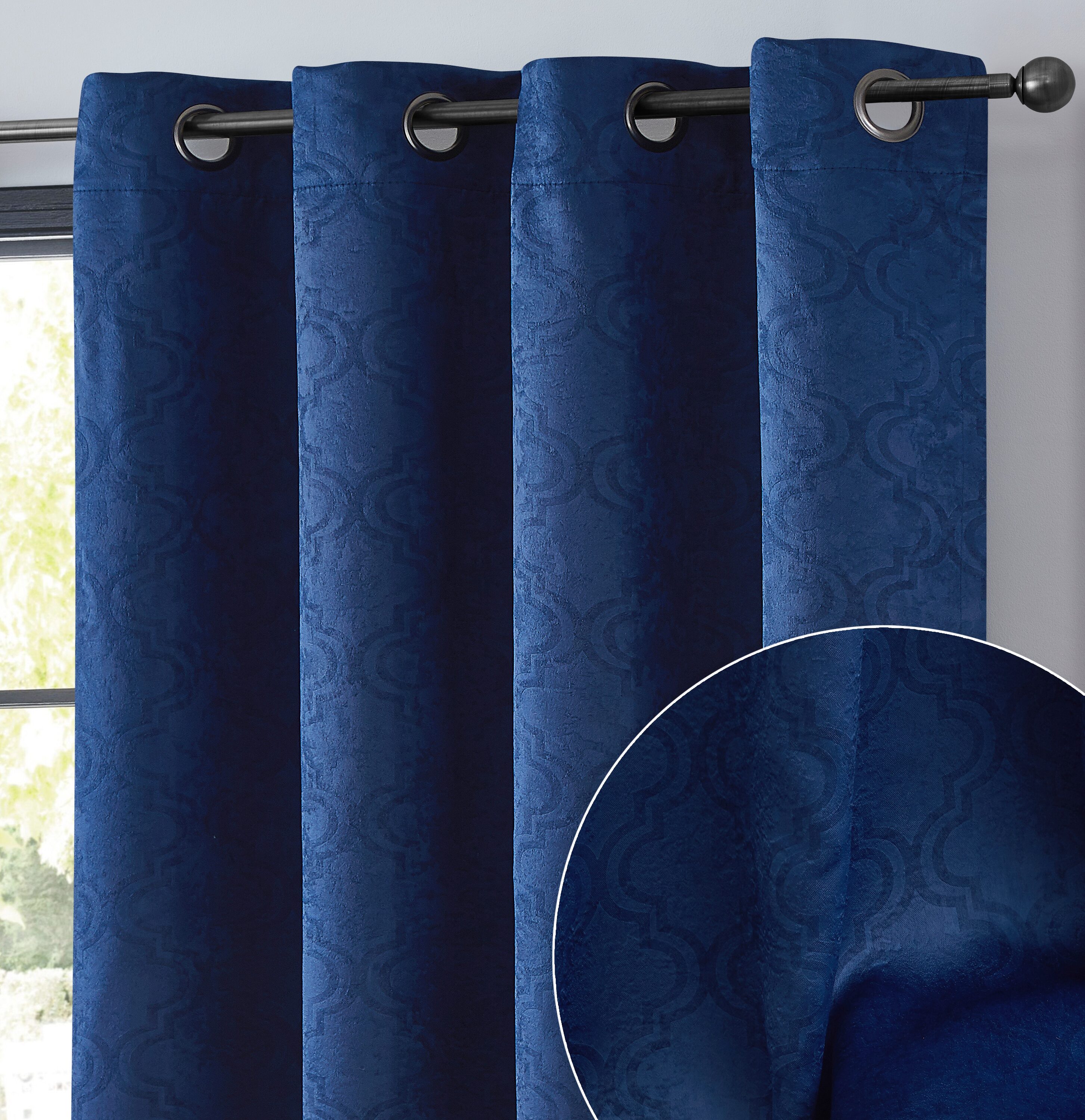 HLC.me RDMT-5284NVY 84-Inches Navy Blue Blackout Thermal lined Grommet Curtain panel pair