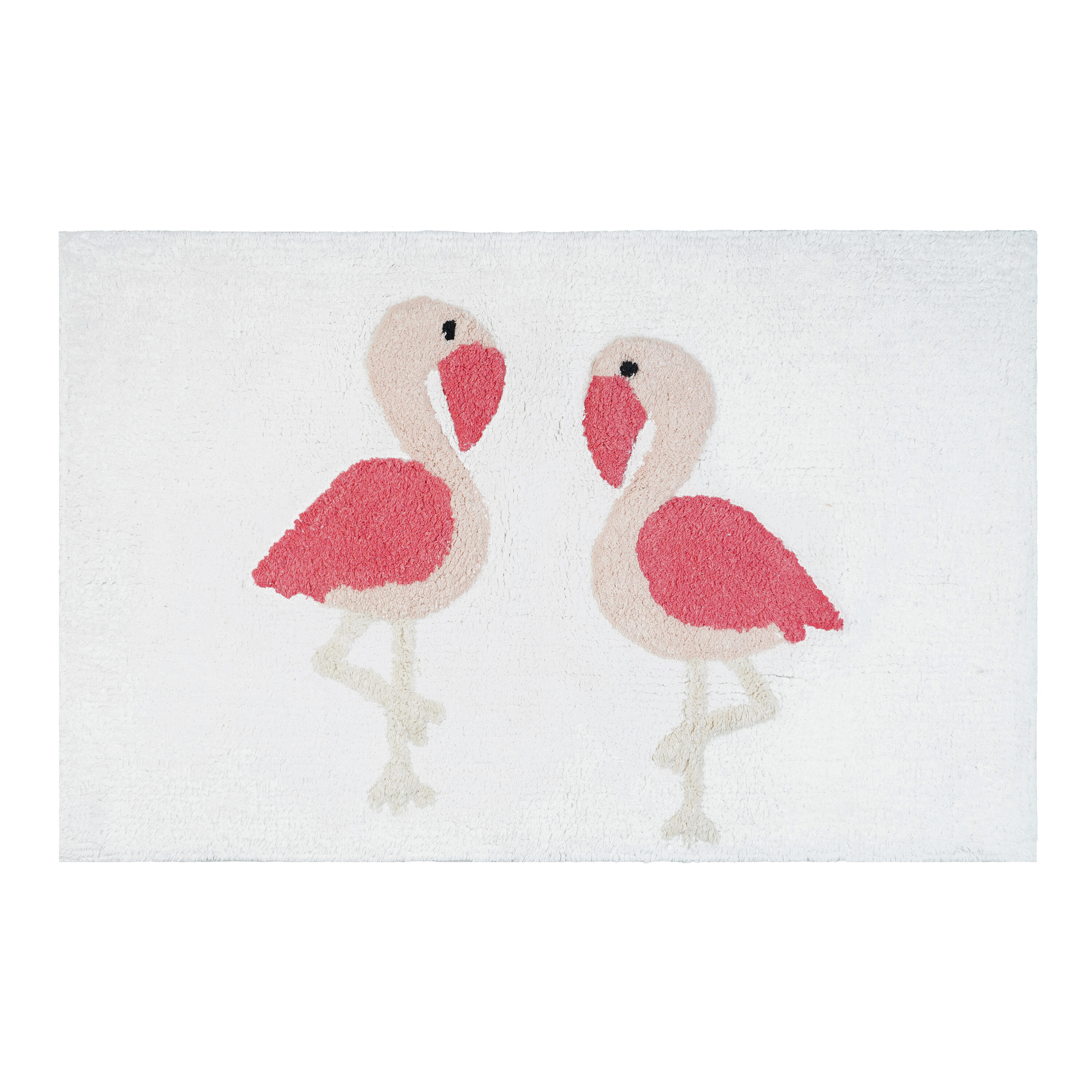 Callowaymills 114342032 Washable Rugs/ Kids Rugs Knotted Cotton Pink Duo Flamingo Rectangular Indoor Solid Machine washable Area rug