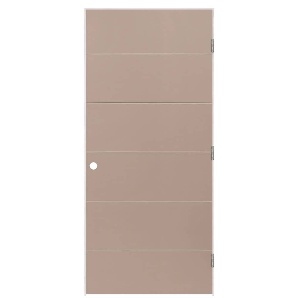 Masonite 1446616 36-in x 80-in Sandpiper Hollow core Flush Left hand Smooth Prefinished Molded composite Flat Jamb Single Prehung Interior Door