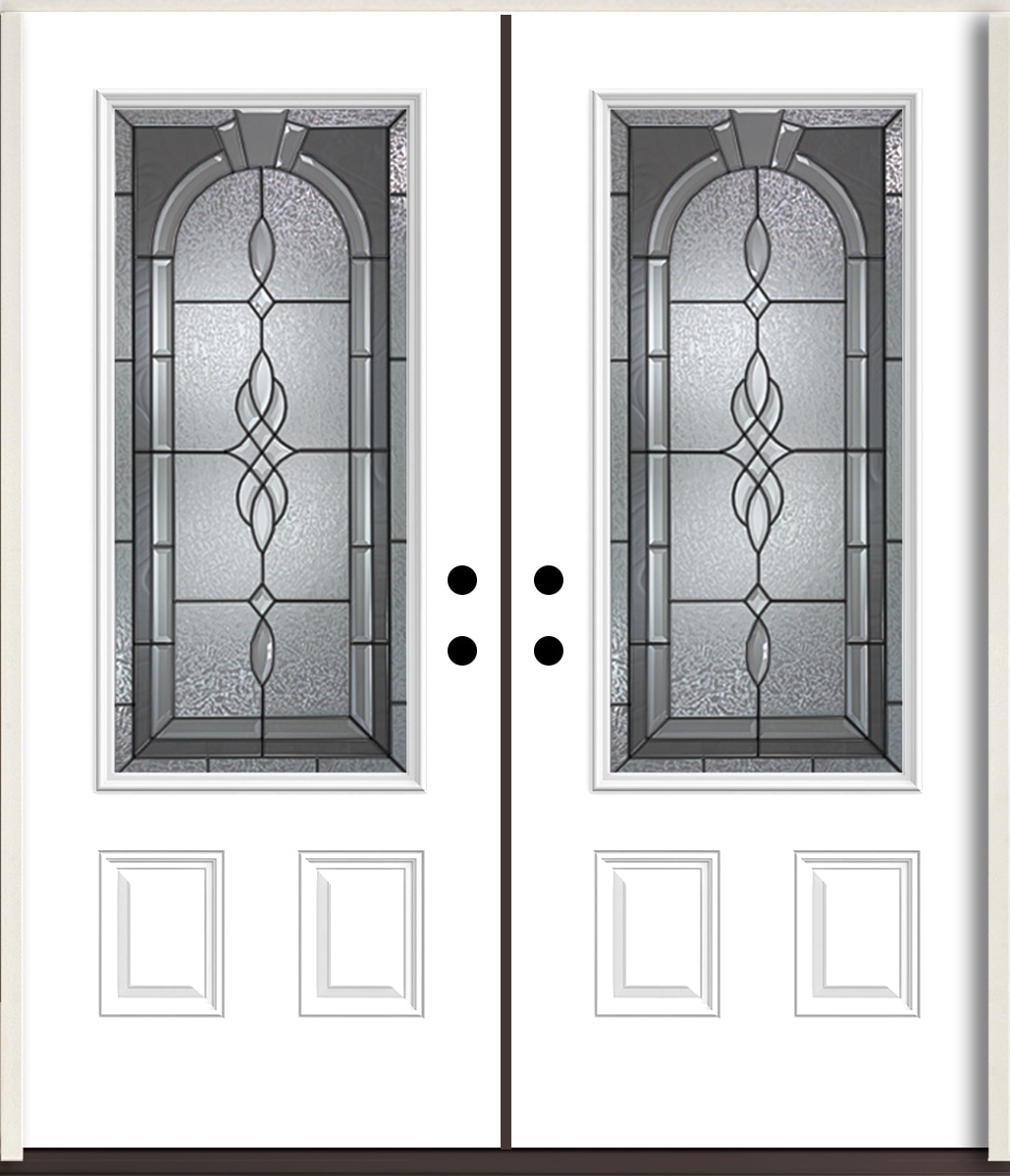 RELIABILT LO963835 Hampton 72-in x 80-in x Fiberglass 3/4 lite Right-hand inswing Modern White Paint Painted Prehung Double Front Door Insulating core