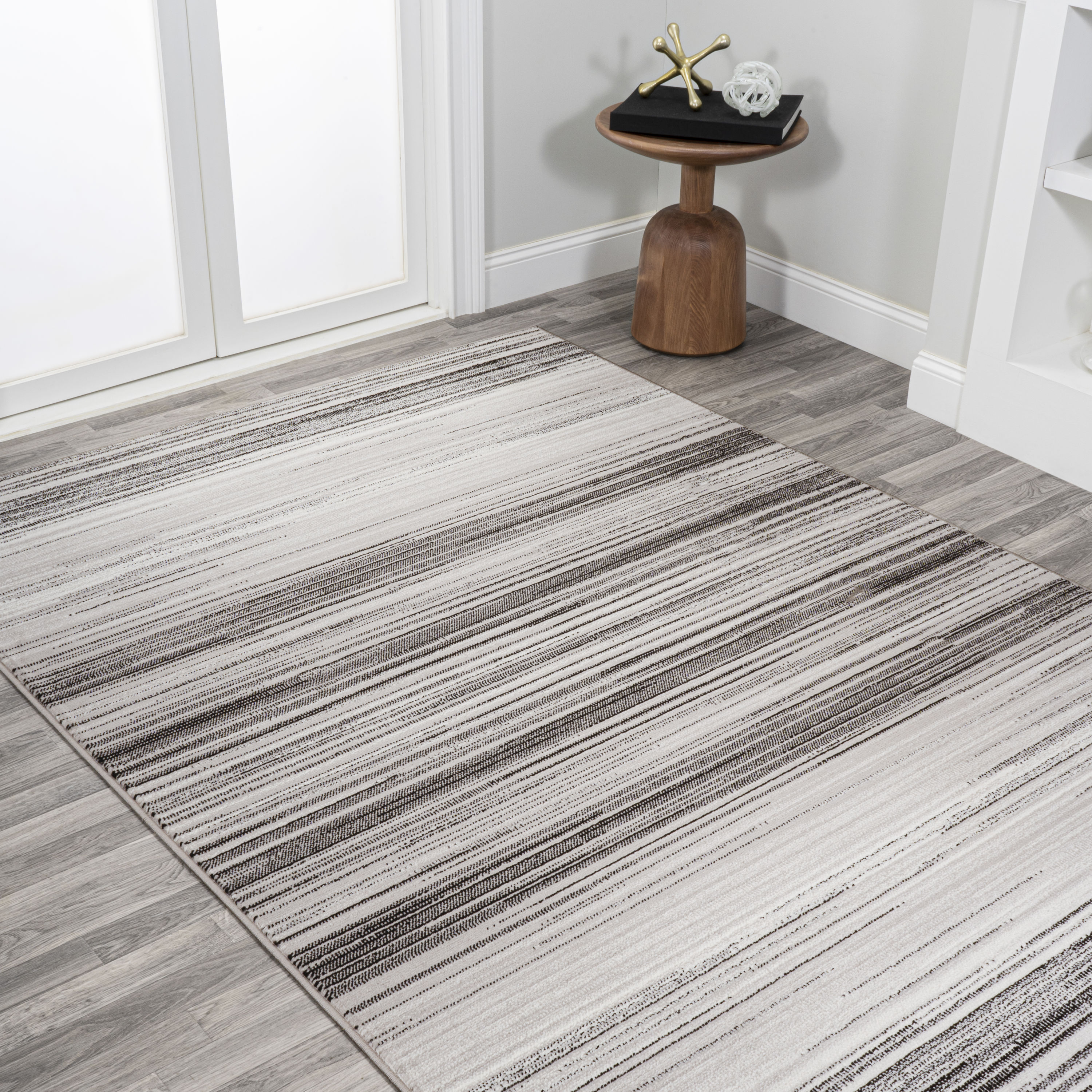 Austin Gradient Striped Gray Synthetic 4' x 6' Area Rug