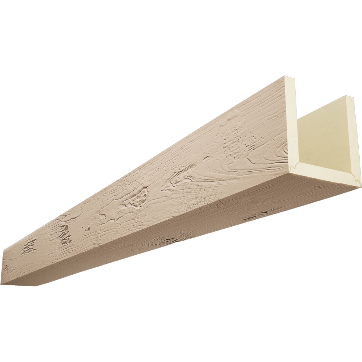 Ekena Millwork BMKP3C0040X040X120UN 1-in x 4-in x 10-ft Factory Prepped Unfinished Urethane U-Shaped Decorative Beam