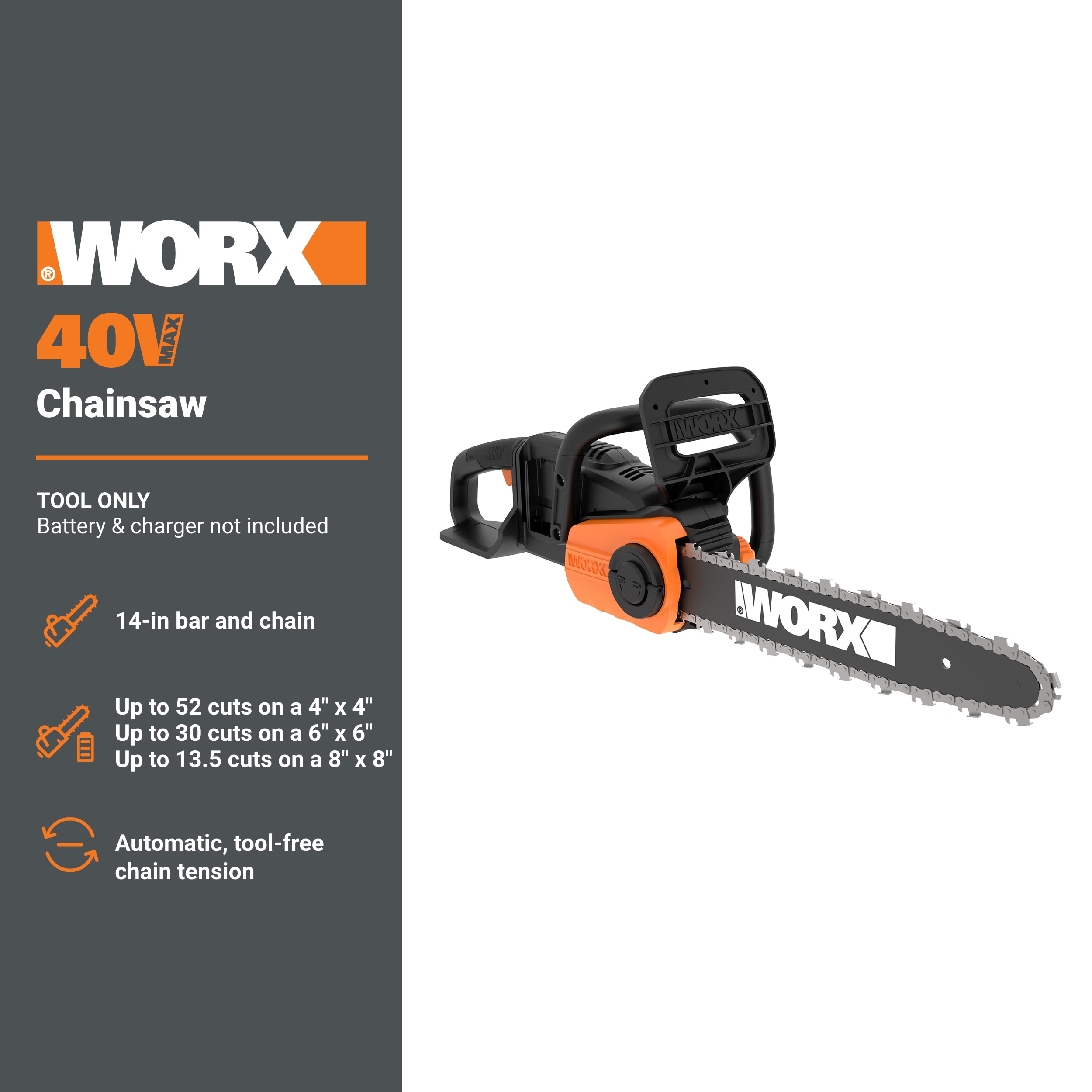 WORX WG384.9 Cordless-Chainsaw - View #2