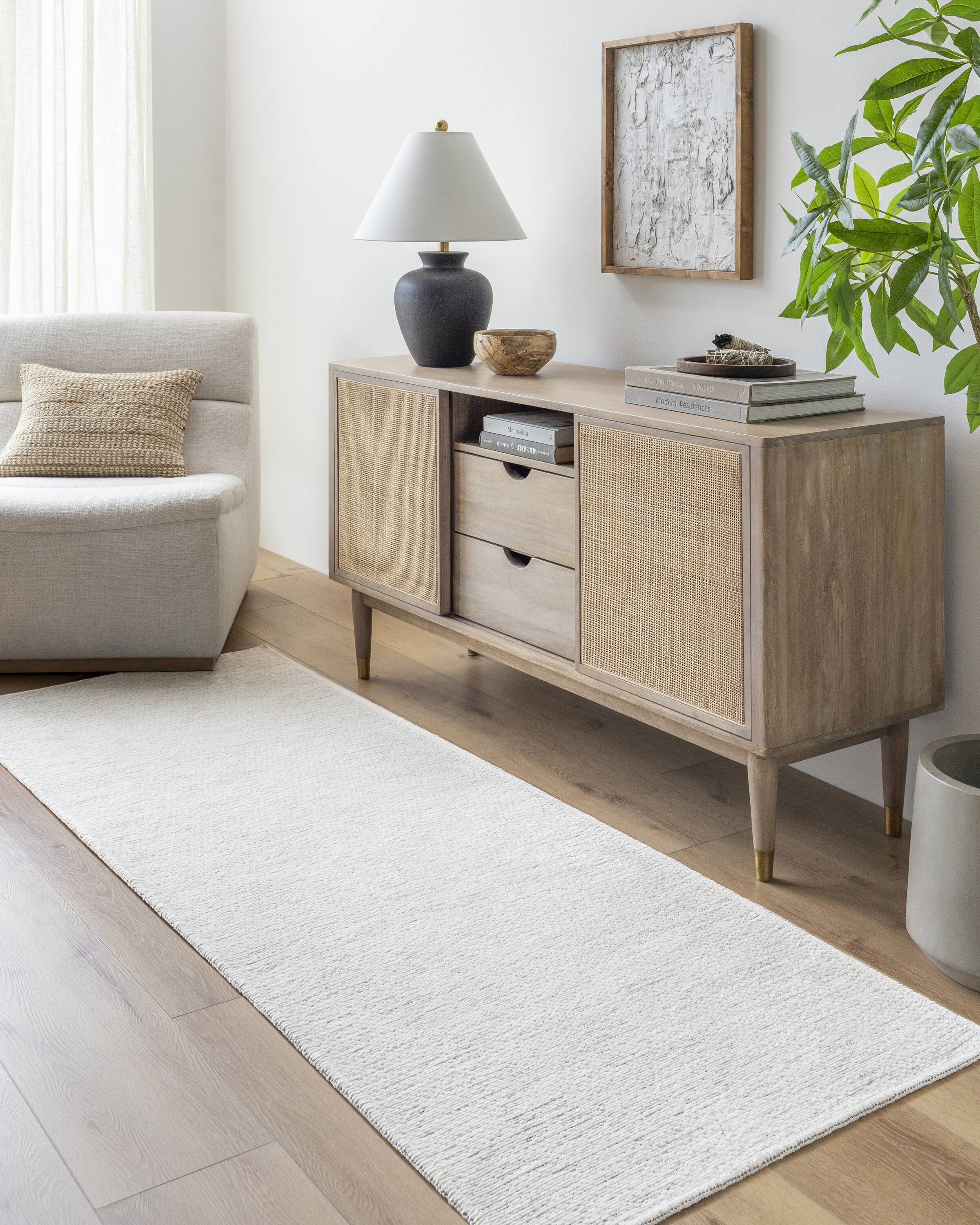 Livabliss QBC2301-2710 Quebec 3 x 10 (ft) Polyester Ivory Rectangular Indoor Abstract Mid-Century Modern Machine washable Runner rug
