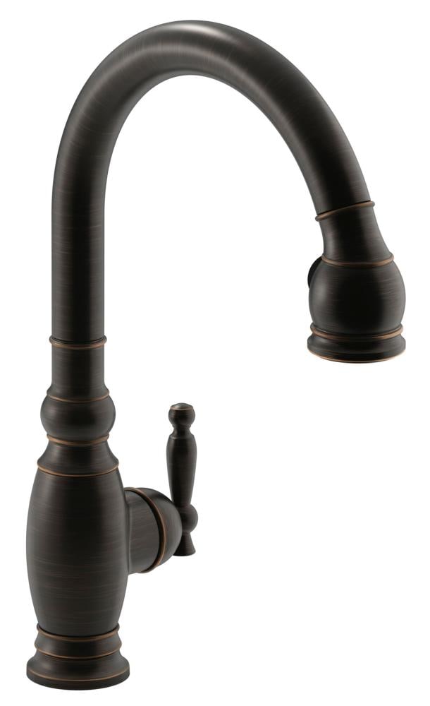 KOHLER Vinnata Oil-Rubbed Bronze Single Handle Deck-mount Pull-down ...