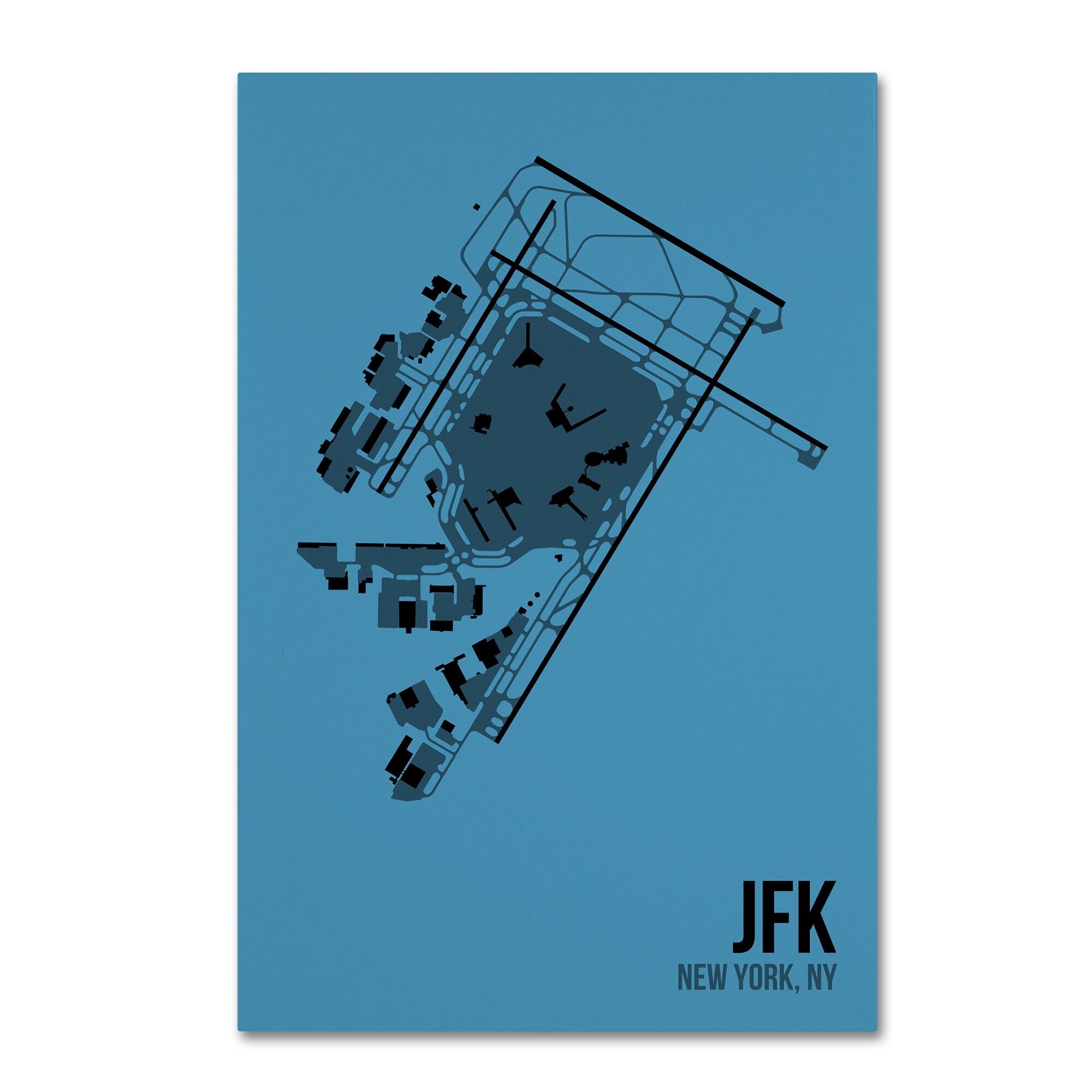 Trademark Fine Art ALI14816-C1624GG 08 Left "JFK Airport Layout" 16x24 Canvas Art 08 Left Framed 24-Inches H x 16-Inches W Travel Canvas Print