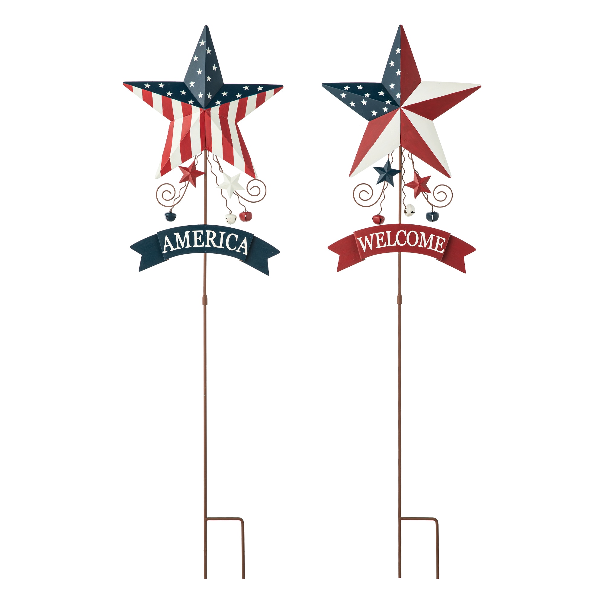 Glitzhome 2027300007 Metal Outdoor Free standing decoration Stars 4th of July Decor