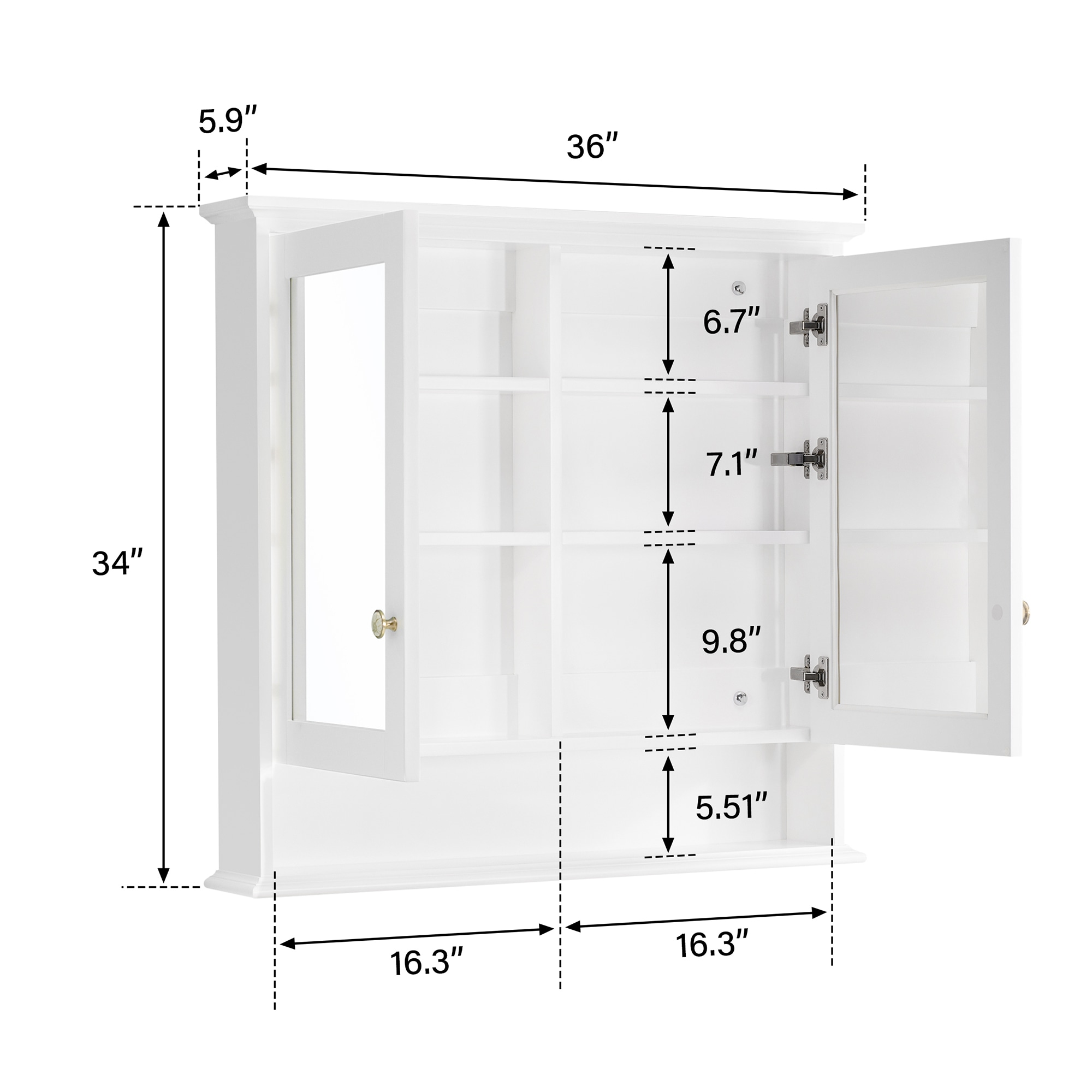Forclover FMC3634-WT Bathroom-Medicine-Cabinets - View #6