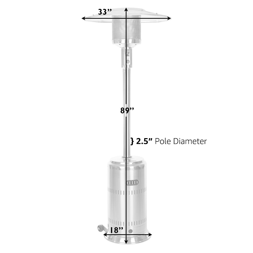 Stainless Steel 50,000 BTU Propane Patio Heater with Wheels