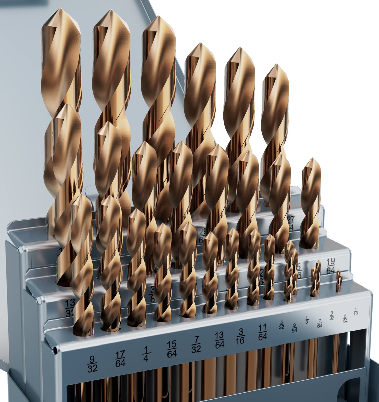 Linder Group Inc 29 pcs Cobalt Drill Bit Set M35 High Speed Steel Bits for Hardened Metal Stainless Steel Cast Iron Wood Plastic with Metal Index Case