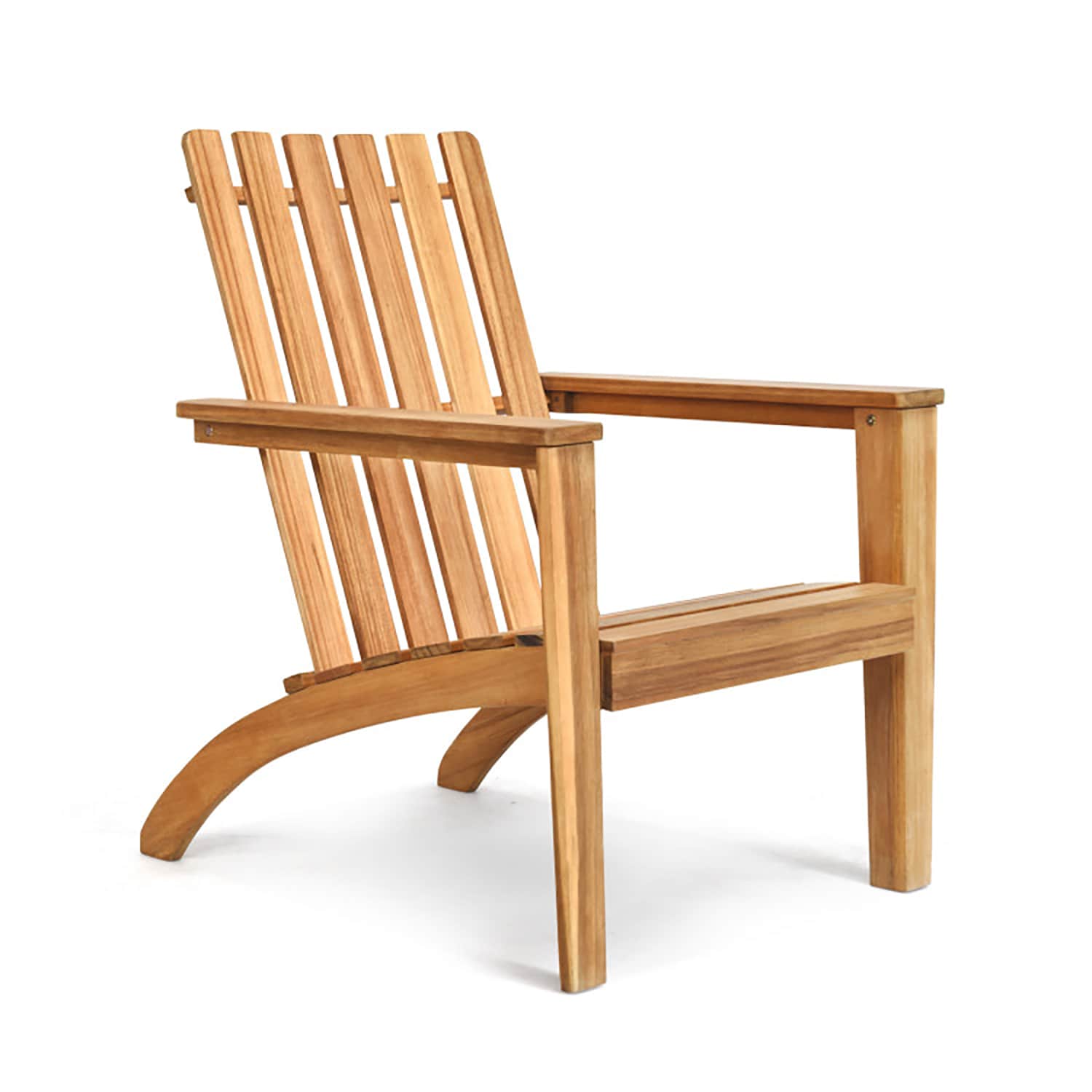 GZMR GM-EF-16832 Patio Acacia Wood Adirondack Lounge Armchair Natural Wood Frame Stationary Adirondack Chair with Solid Seat
