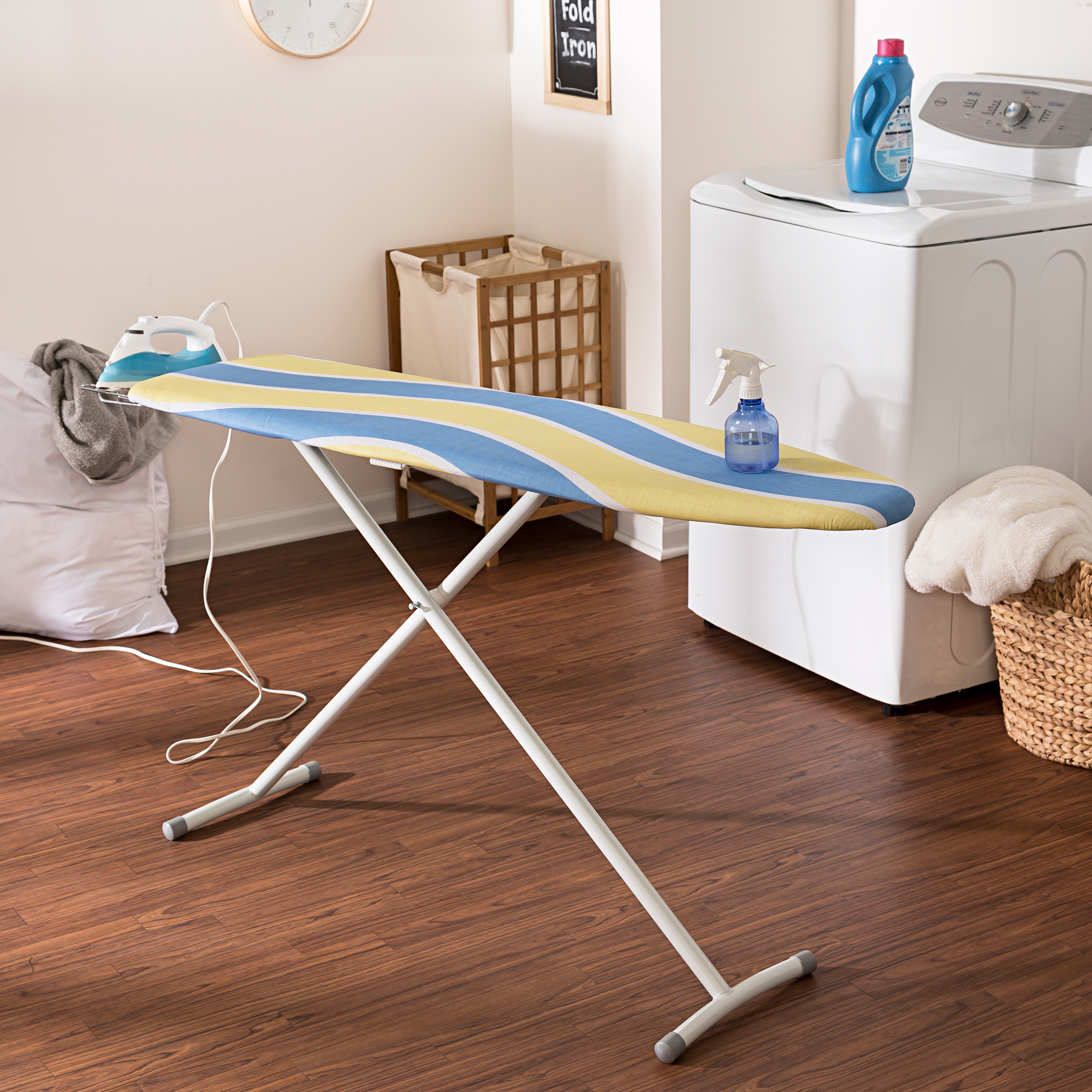 Honey-Can-Do Blue Freestanding Built-In Ironing Board (62-in x 13-in x  36-in) in the Ironing Boards, Covers & Accessories department at