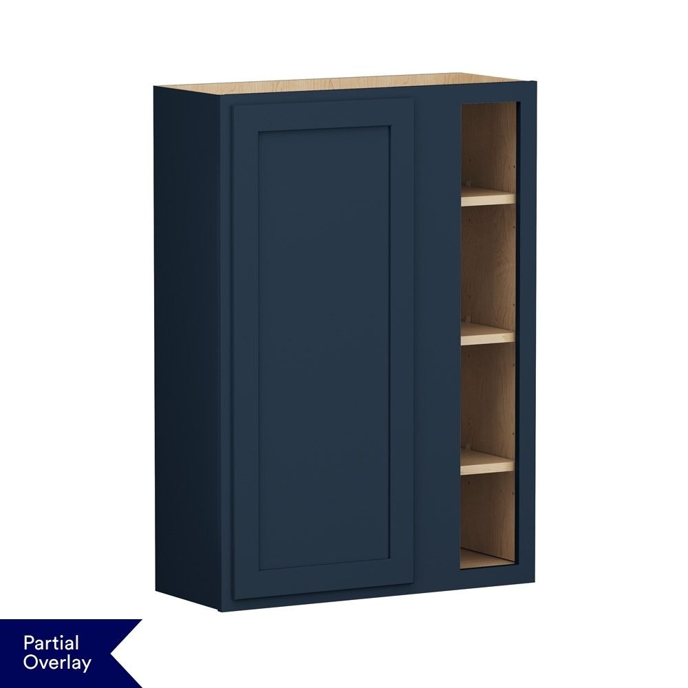 Shenandoah Breckenridge POL 30-in W x 42-in H x 12-in D Navy Painted Blind Wall Fully Assembled Cabinet Recessed Panel Shaker