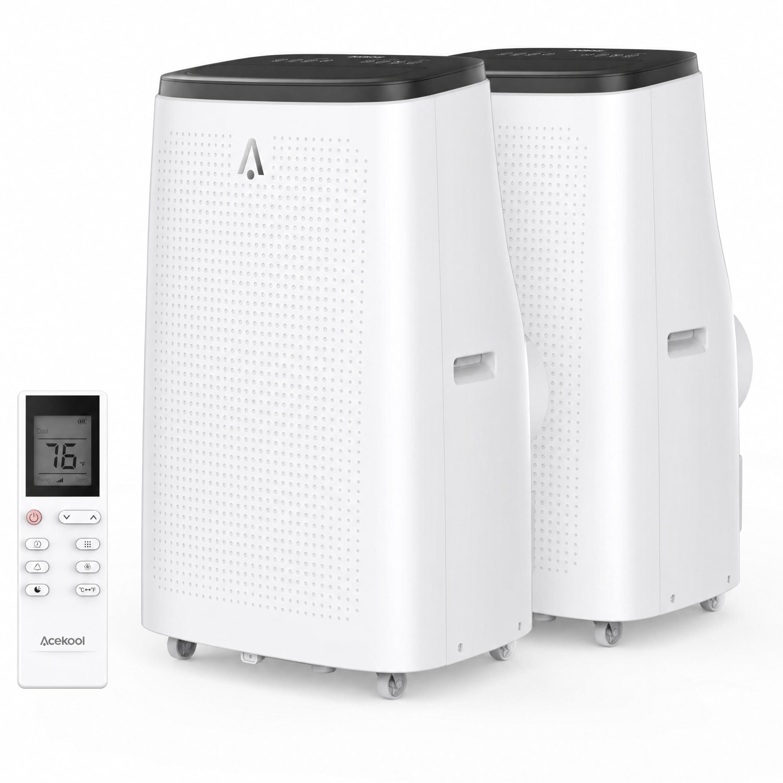 Garvee 14000 BTU Portable Air Conditioner Set of 2 Cools Up to 750 Sq Ft 3 in 1 AC Unit Fan Dehumidifier with Remote Control Window Kit Included Quiet