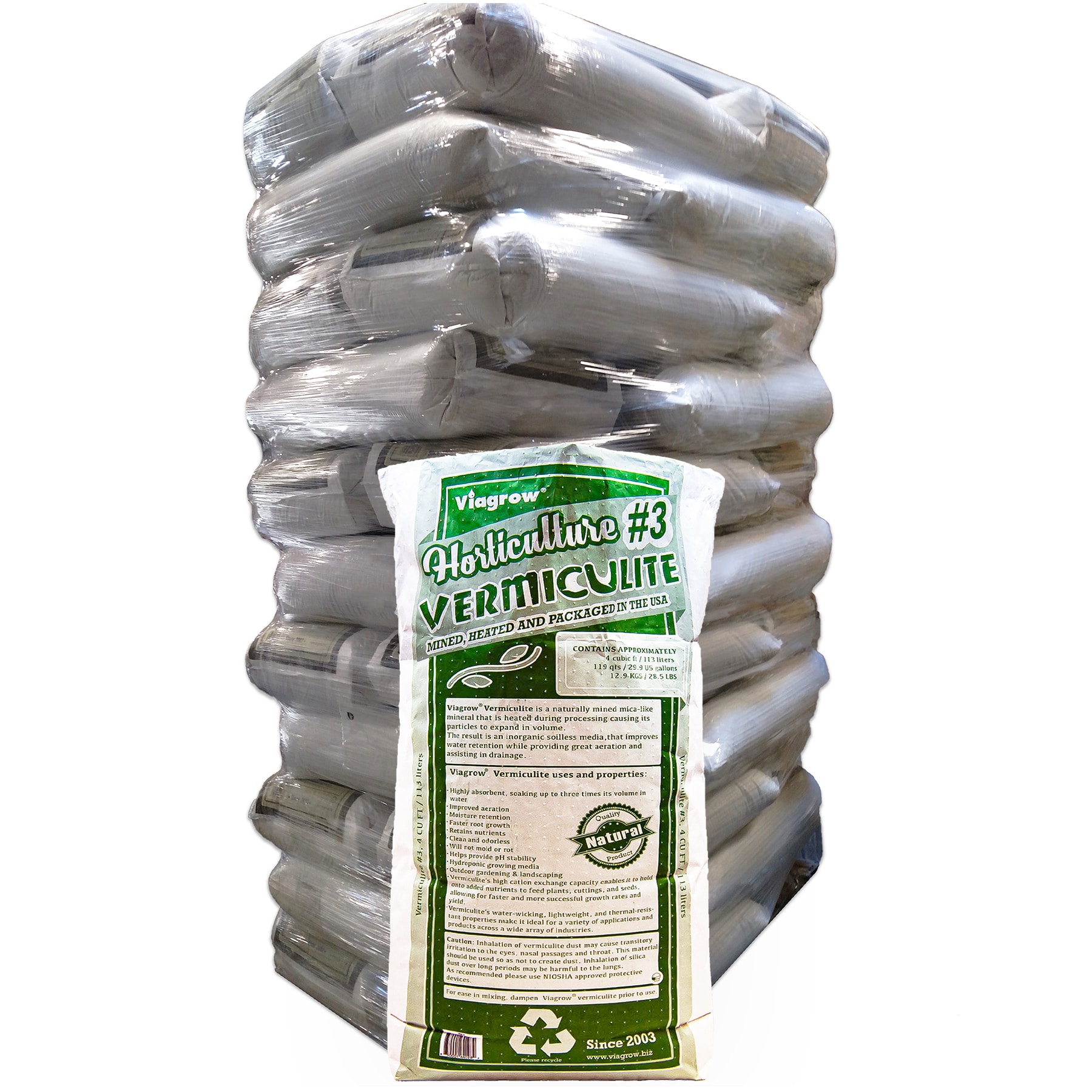 Viagrow VER4-PT Pallet of 33 - Horticultural 4 cu.ft / 113 liters Organic Vermiculite Moisture control