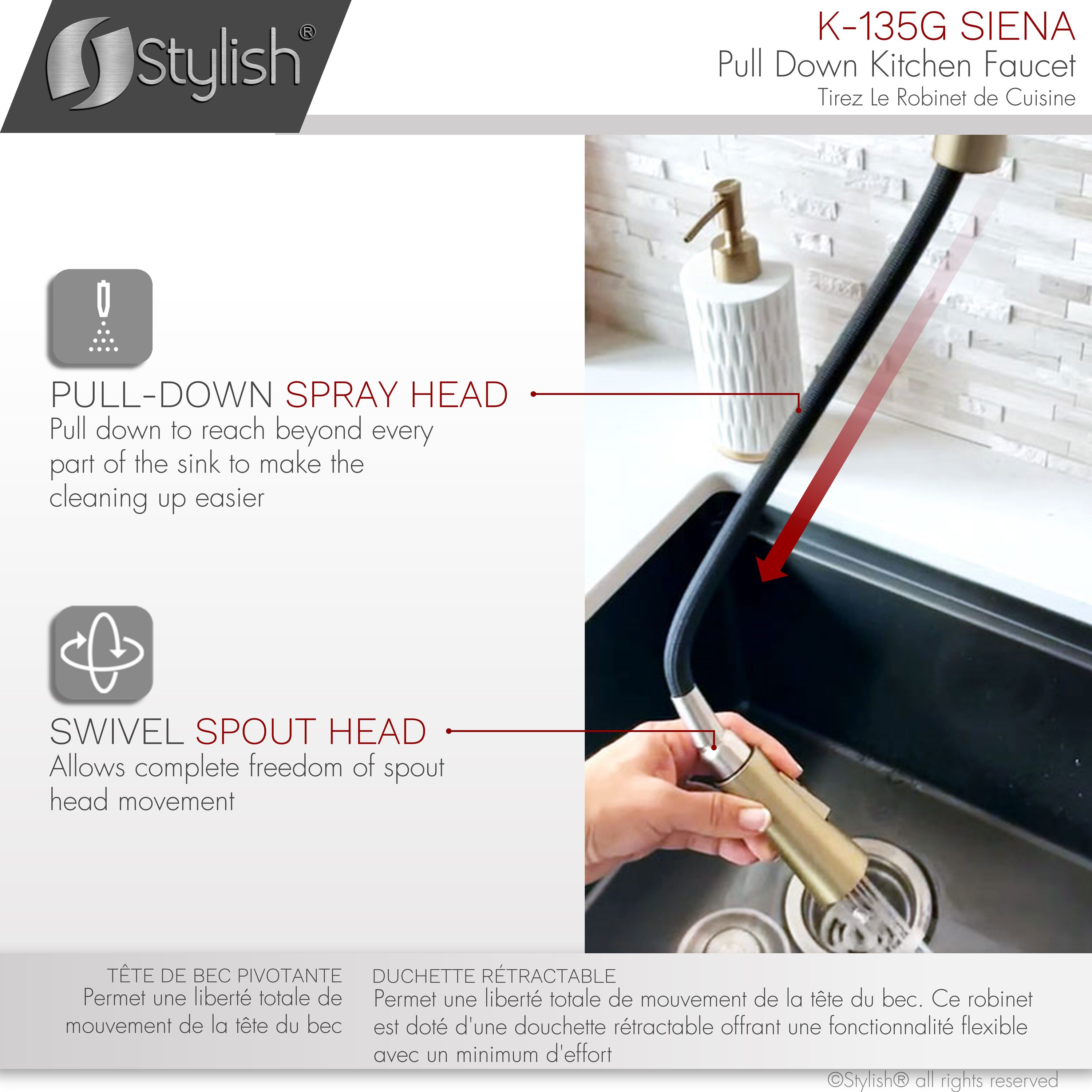 Stylish K-135G Kitchen-Faucets - View #13