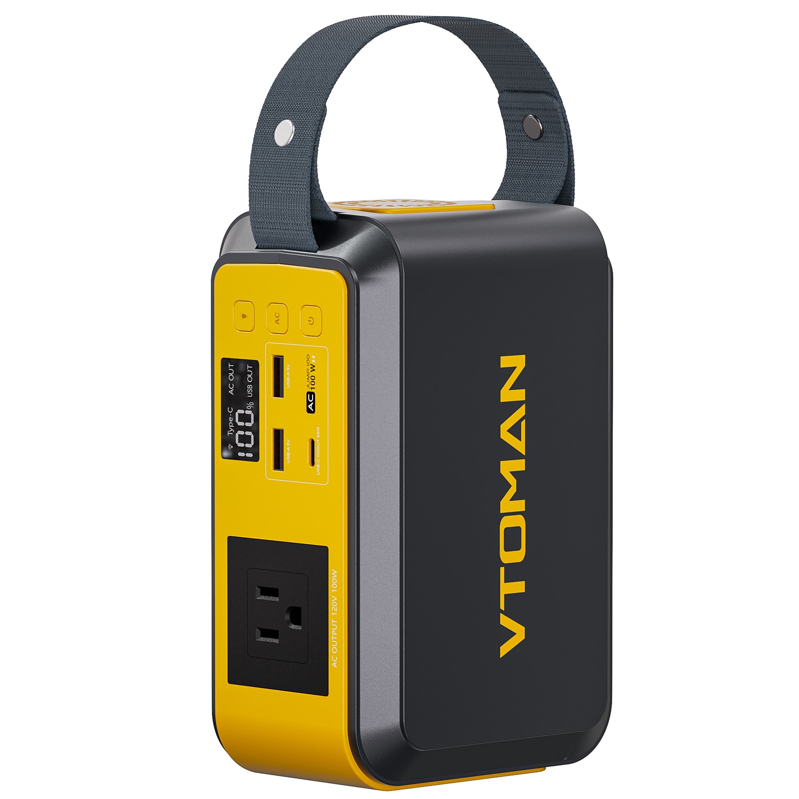 VTOMAN  Jump 100 Portable Power Station  88.8Wh Solar Generator LiFePO4 Battery Power Station with 100W (Peak 200W) AC Outlet  1x PD 65W USB-C  2x Regulated 5V/2.4A USB-A for Camping