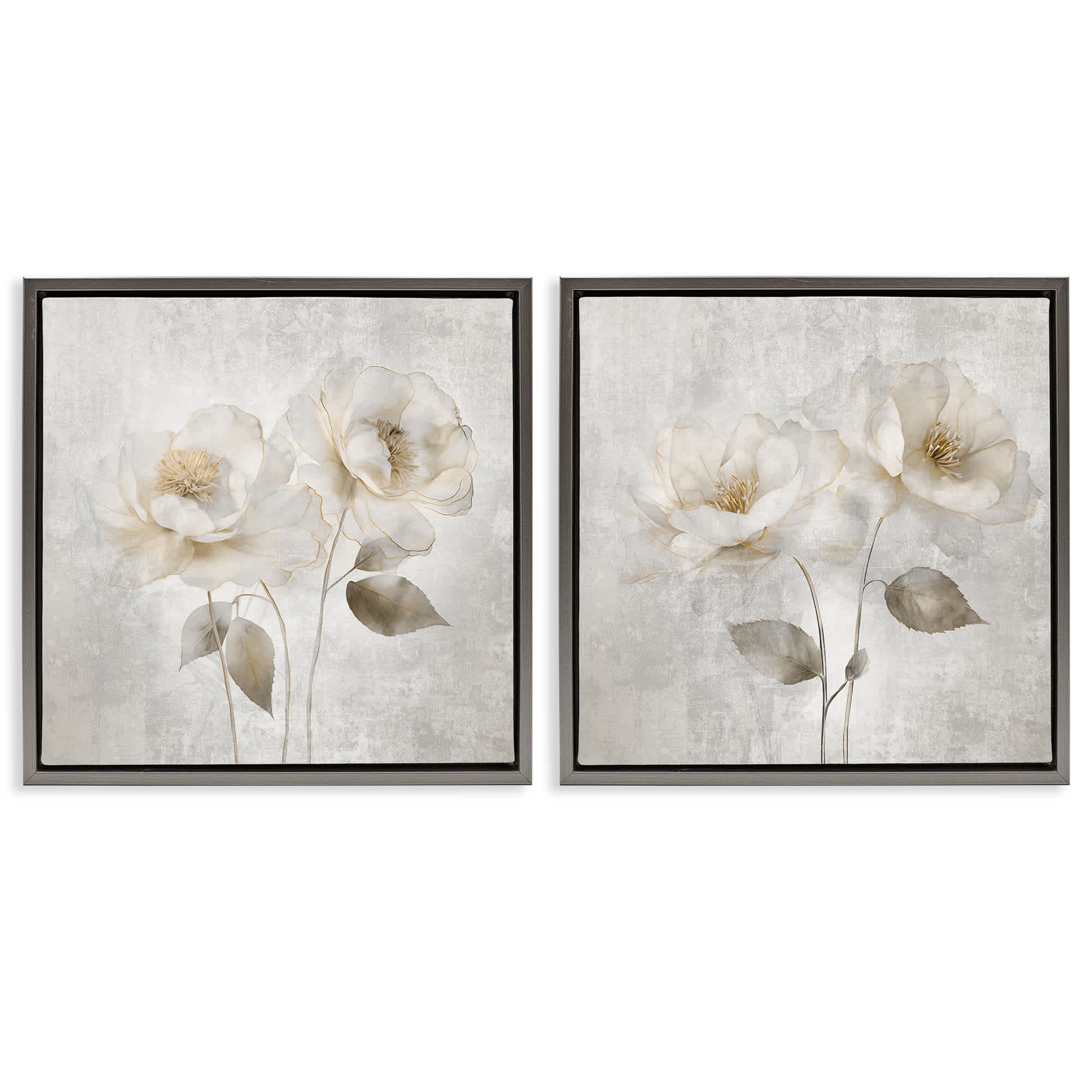 Stupell Industries B2-743-FFL-2PC-24X24 Soft Chic Roses 2pc Floating Frame Set design by Irene Weisz