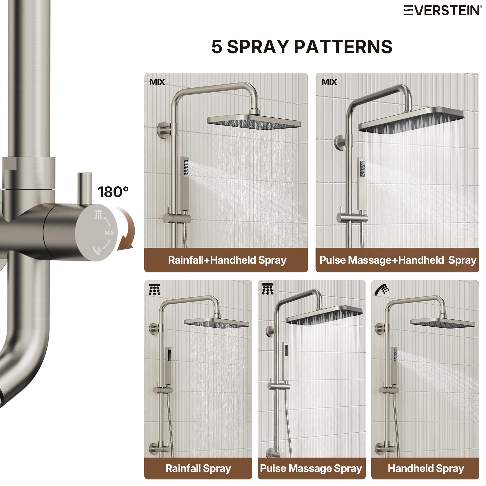 EVERSTEIN SFS-1329R-NK Showerhead-Bar-Panels - View #4