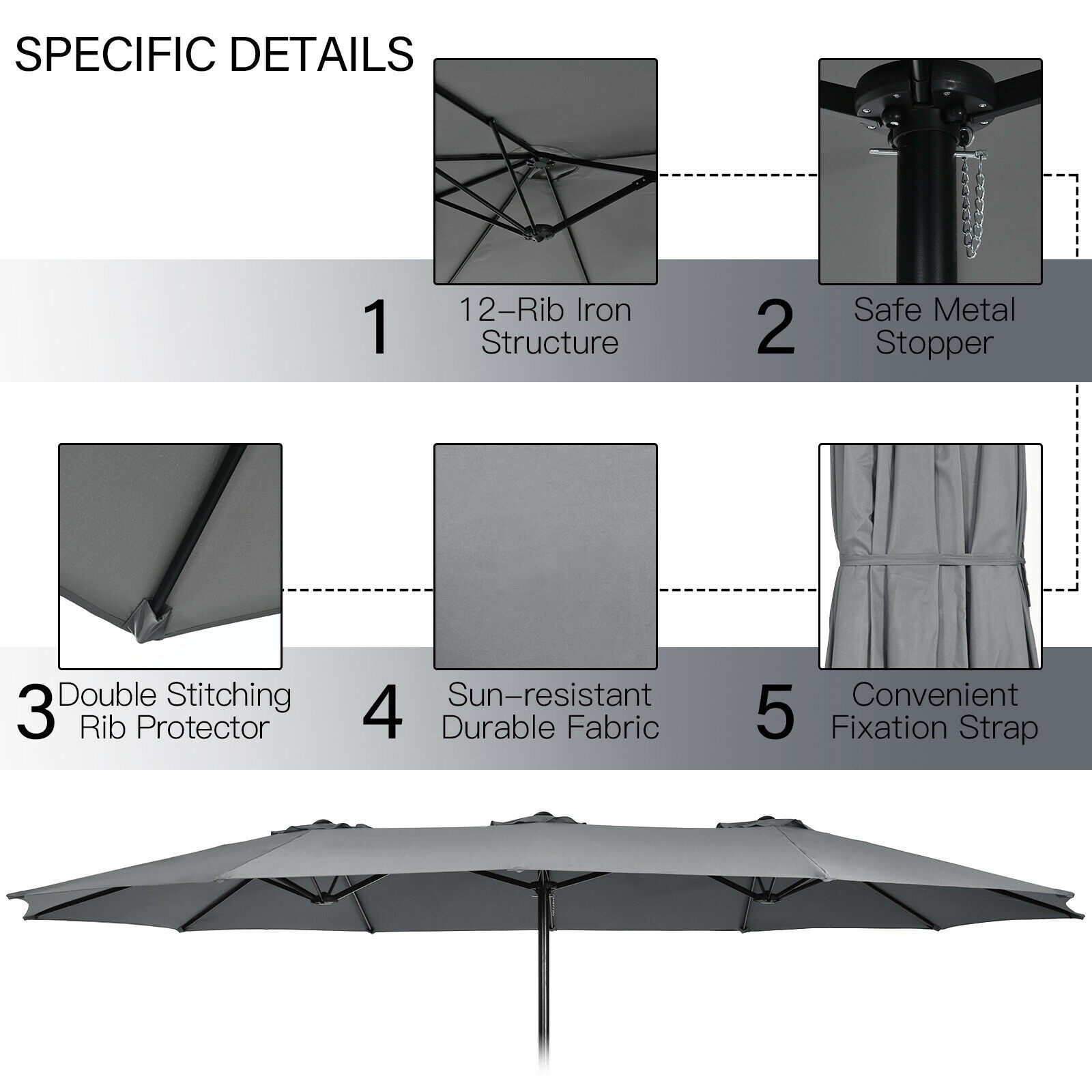WELLFOR TDG10287CF Umbrellas-2 - View #6