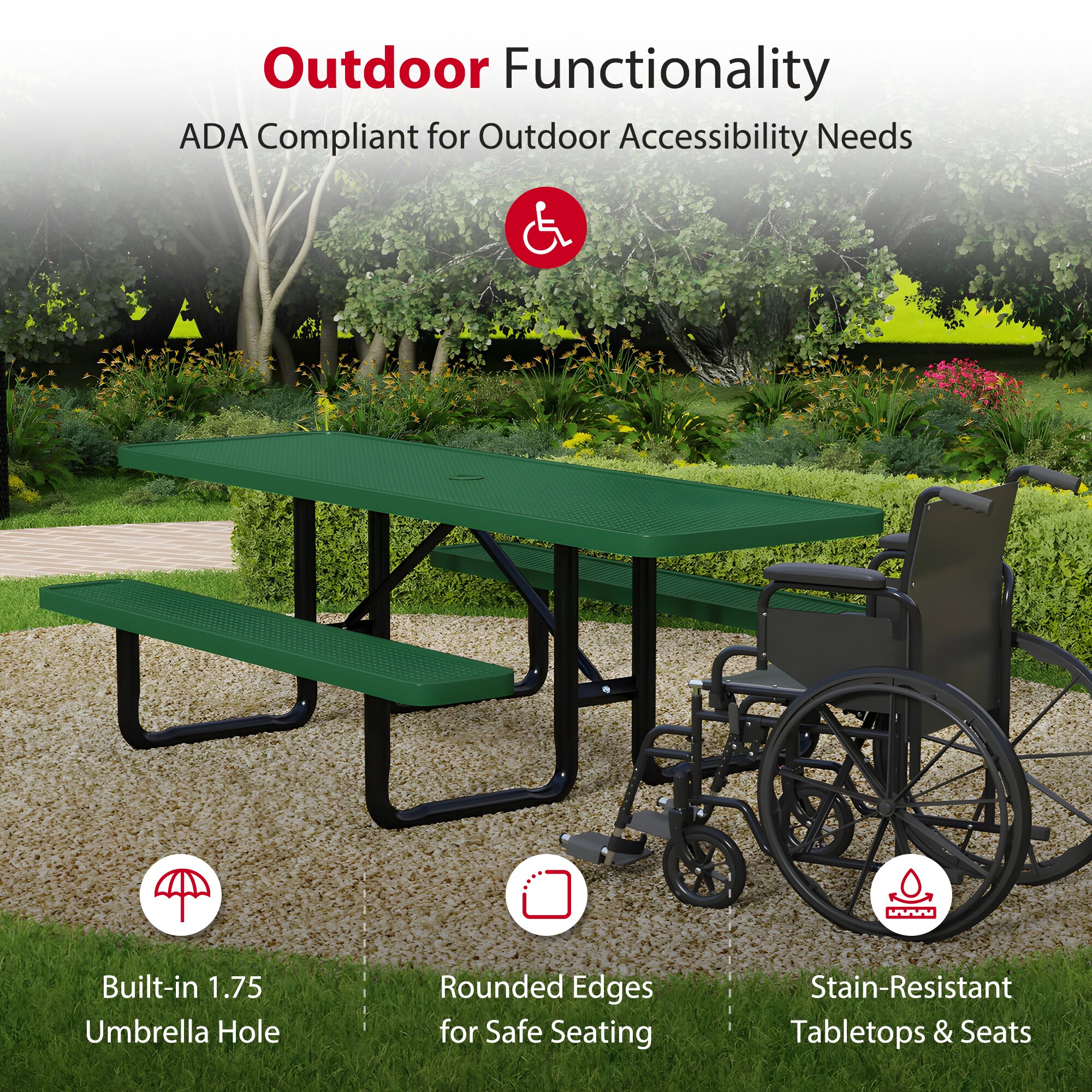LeisureCraft T8XPP-ADA-GREEN Picnic-Tables - View #4