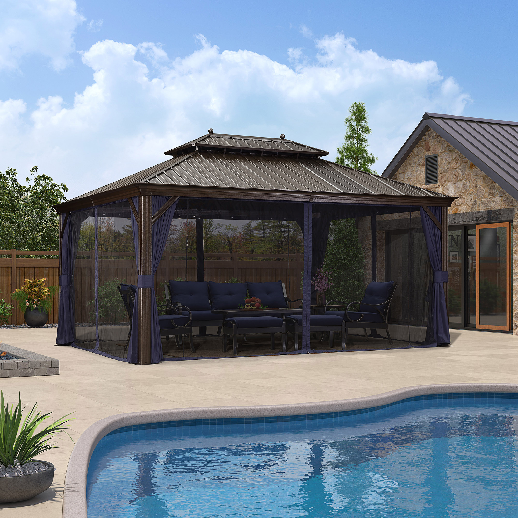 PURPLE LEAF LSMHS1216NB-H Wood-Resin-Gazebos - View #4