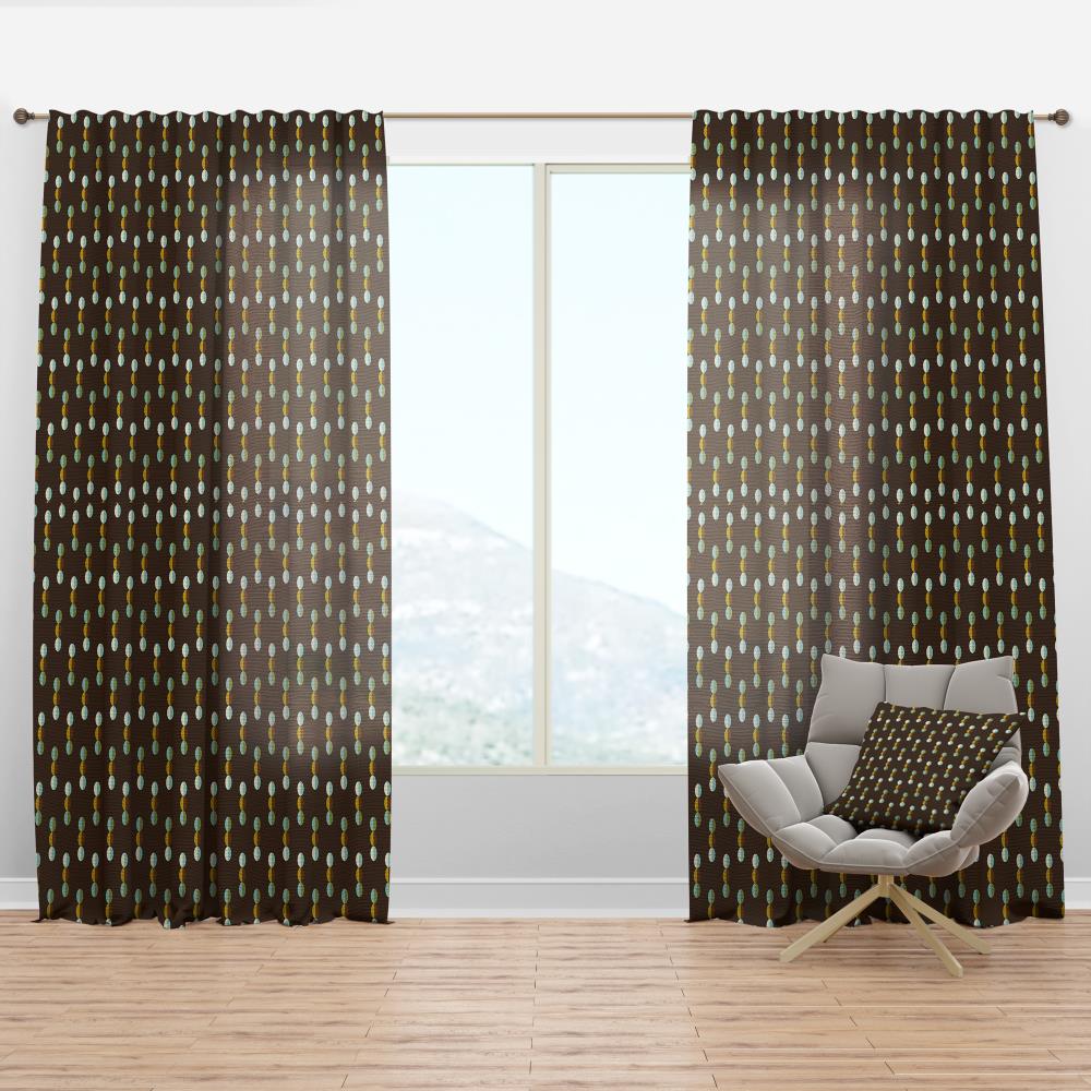 Designart CTN24593-52-90 90-in Black Geometric Room darkening Thermal lined Rod pocket Single curtain panel