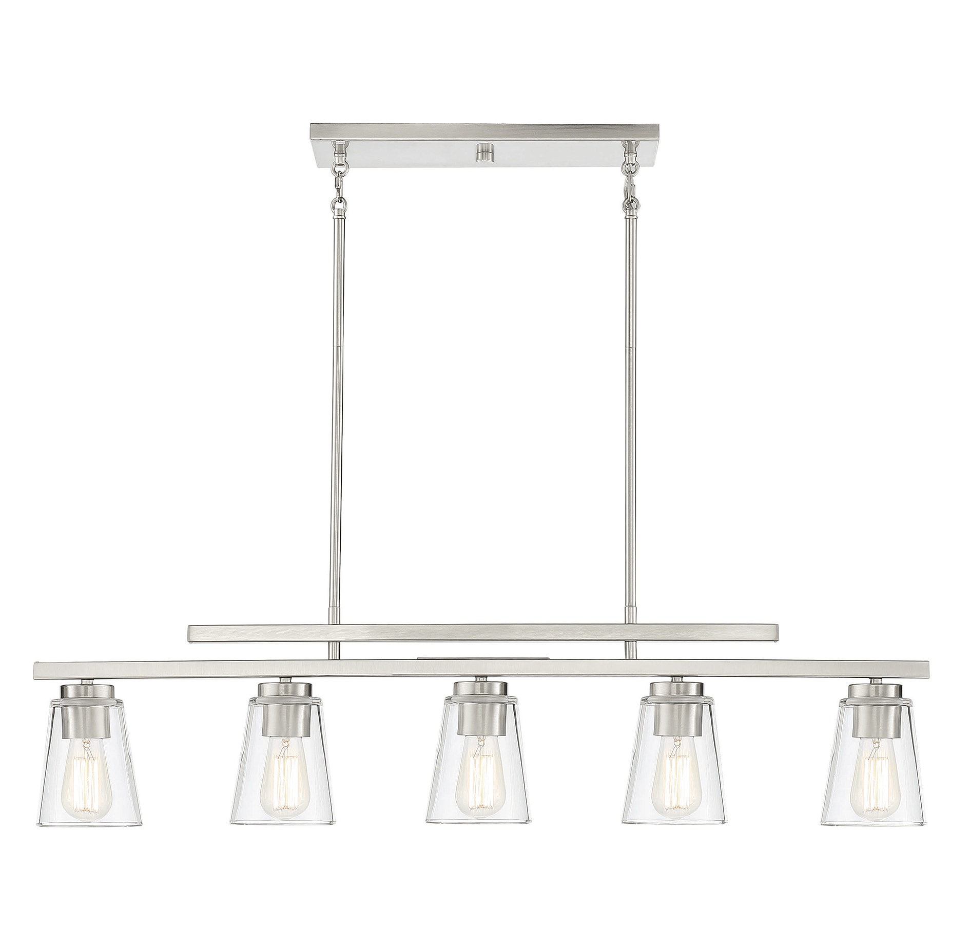 Calhoun Symmetrical Satin Nickel 5-Light Linear Chandelier