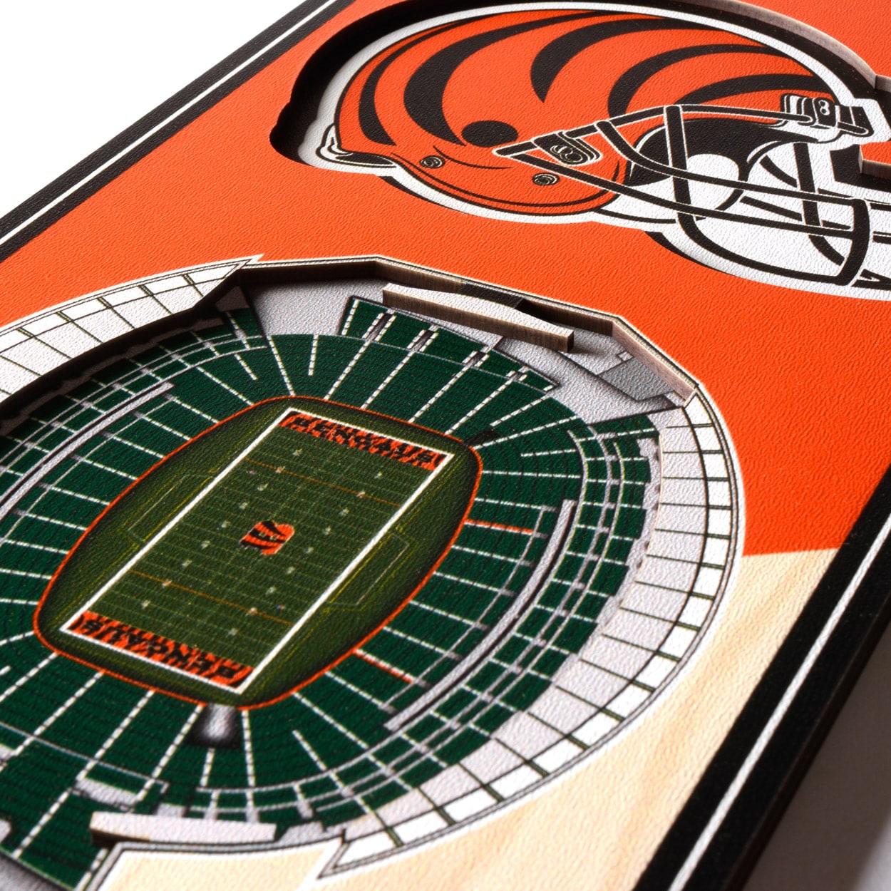 StadiumViews Cincinnati Bengals Youthefan Team Colors Floater Frame 19-in H  x 6-in W Sports 3D Art in the Wall Art department at