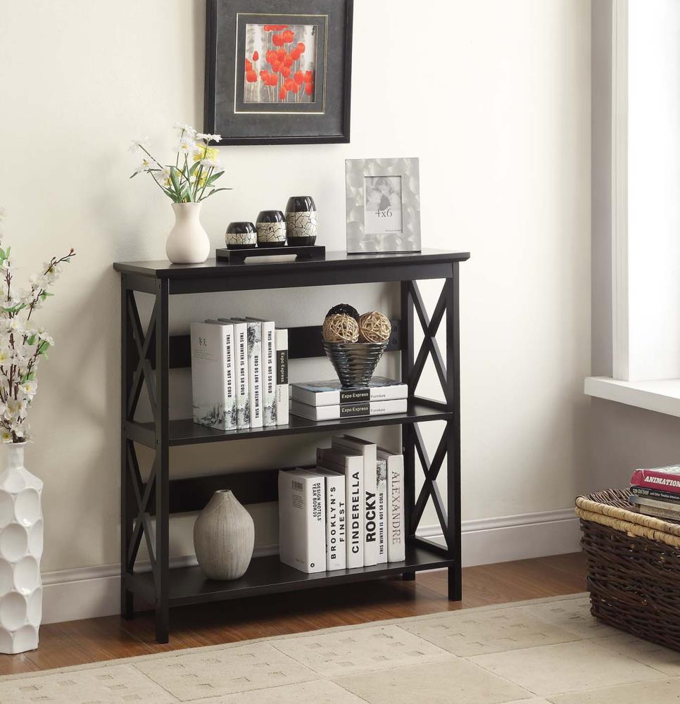 Convenience Concepts Oxford Black 3-Shelf Bookcase (31.5-in W x 32.5-in ...