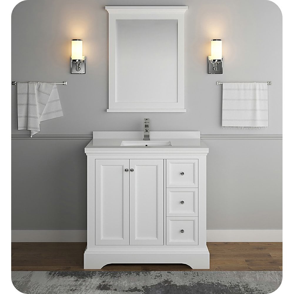 Fresca Windsor 36-in Matte White Bathroom Vanity Base Cabinet without ...