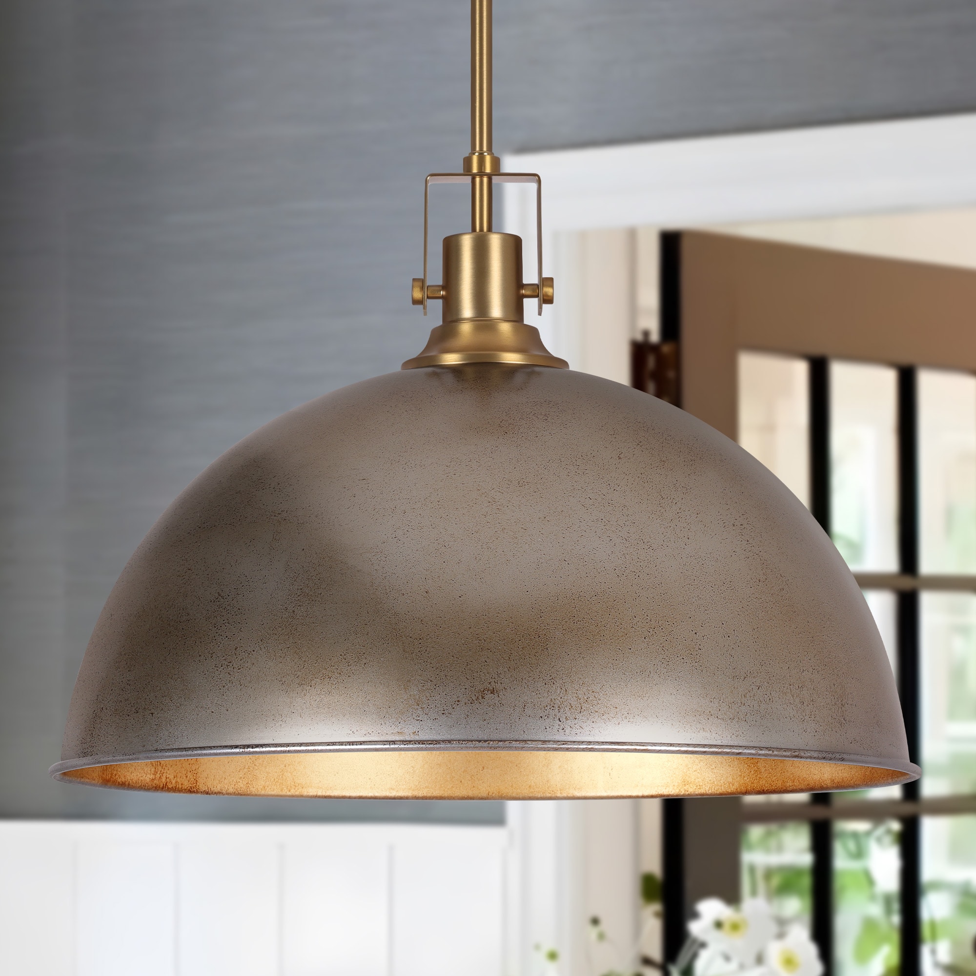 LamQee 06FTL0319ASL Dome Pendant Light 1 -Light Champagne Modern/contemporary For Use in Bedrooms, Dining Rooms, Foyers, Kitchens, Living Rooms Chandelier