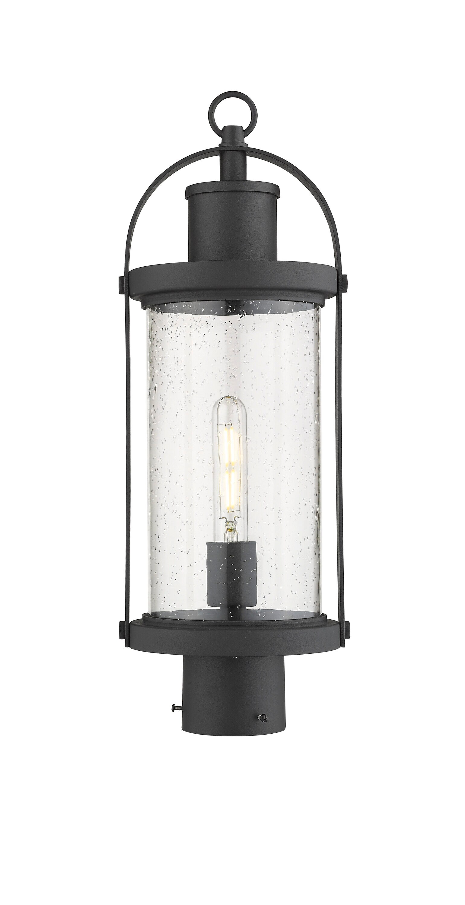 Z-Lite 569PHM-BK Roundhouse 20.5-in Black Vintage Outdoor Light post lantern