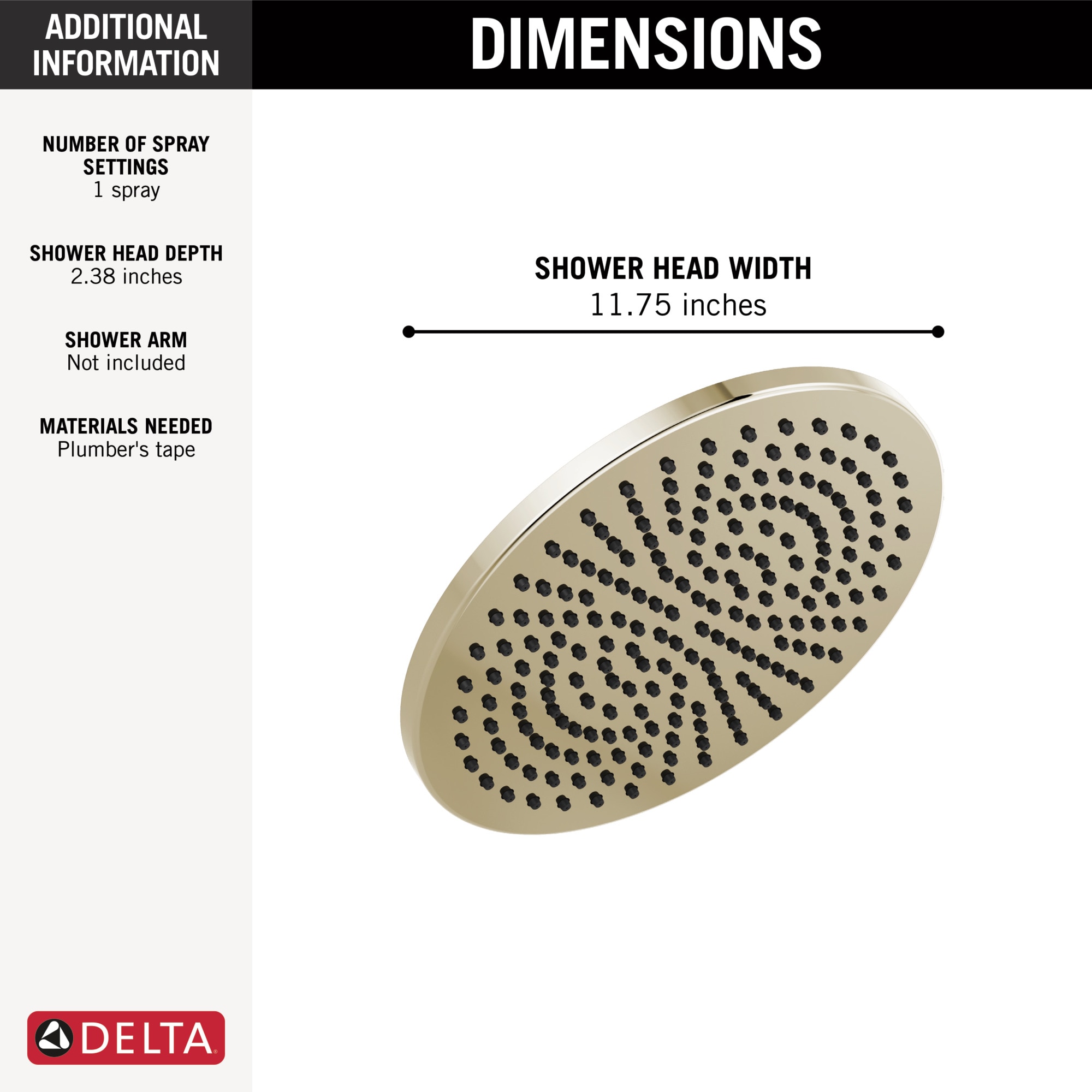 Delta 52158-PN-PR25 Fixed-Showerhead - View #2