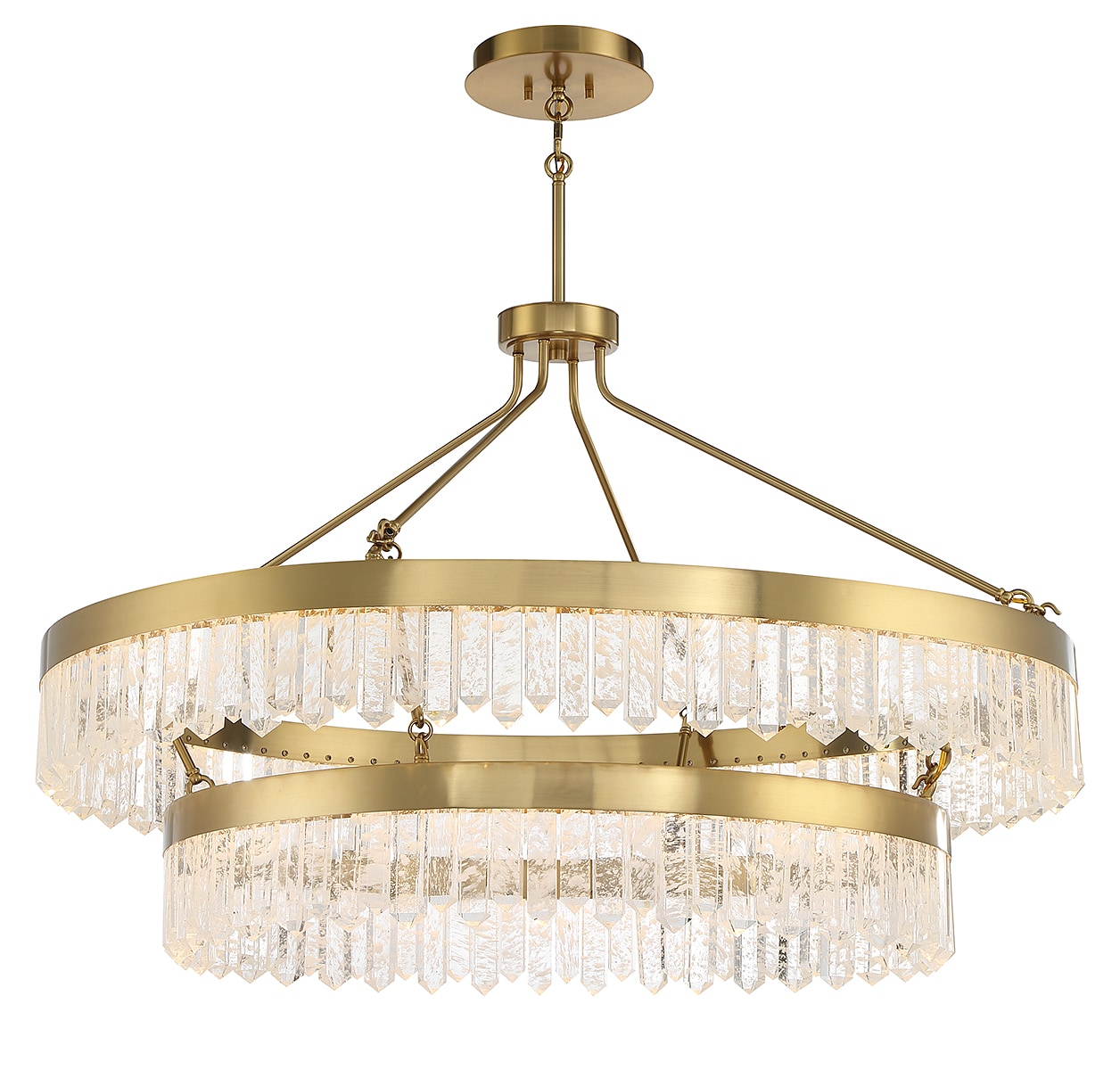 Landon Warm Brass 2-Light LED Pendant with Crystal