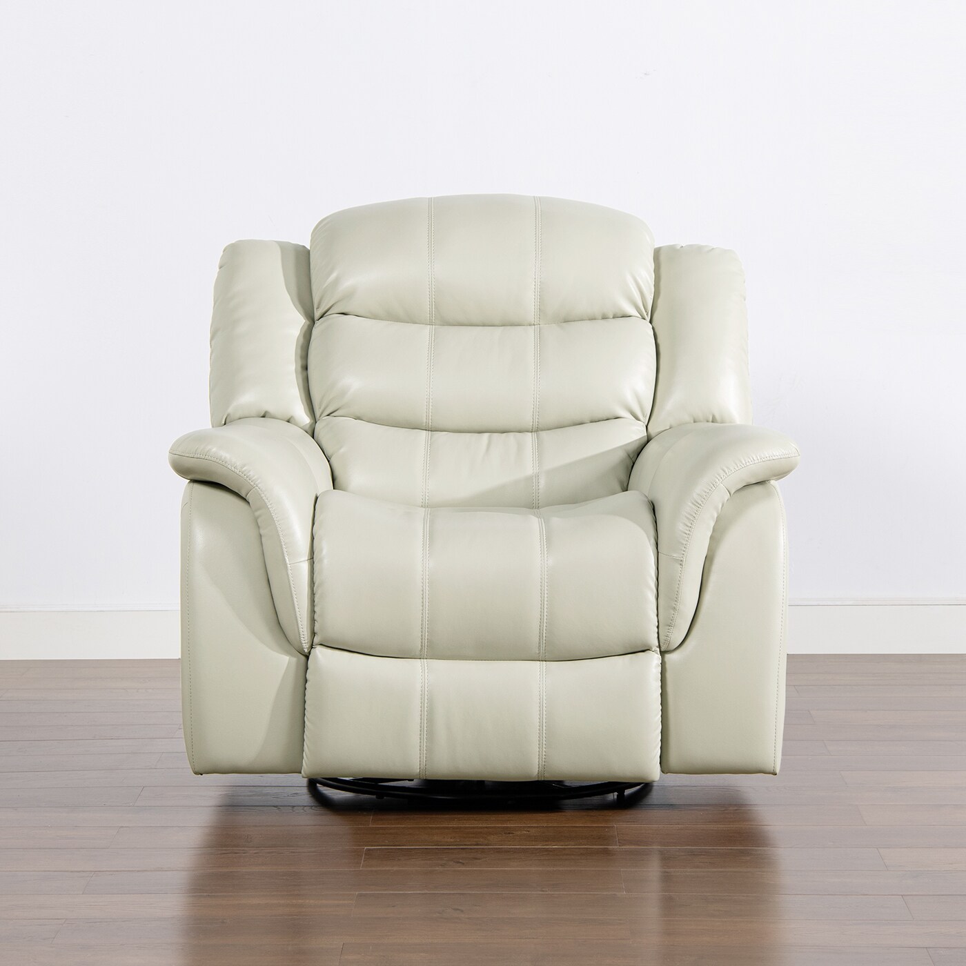 Jennifer Taylor Home Rover Parchment Cream Off-White Faux Leather Faux leather Upholstered Tufted Swivel Recliner #LWFC-P82006