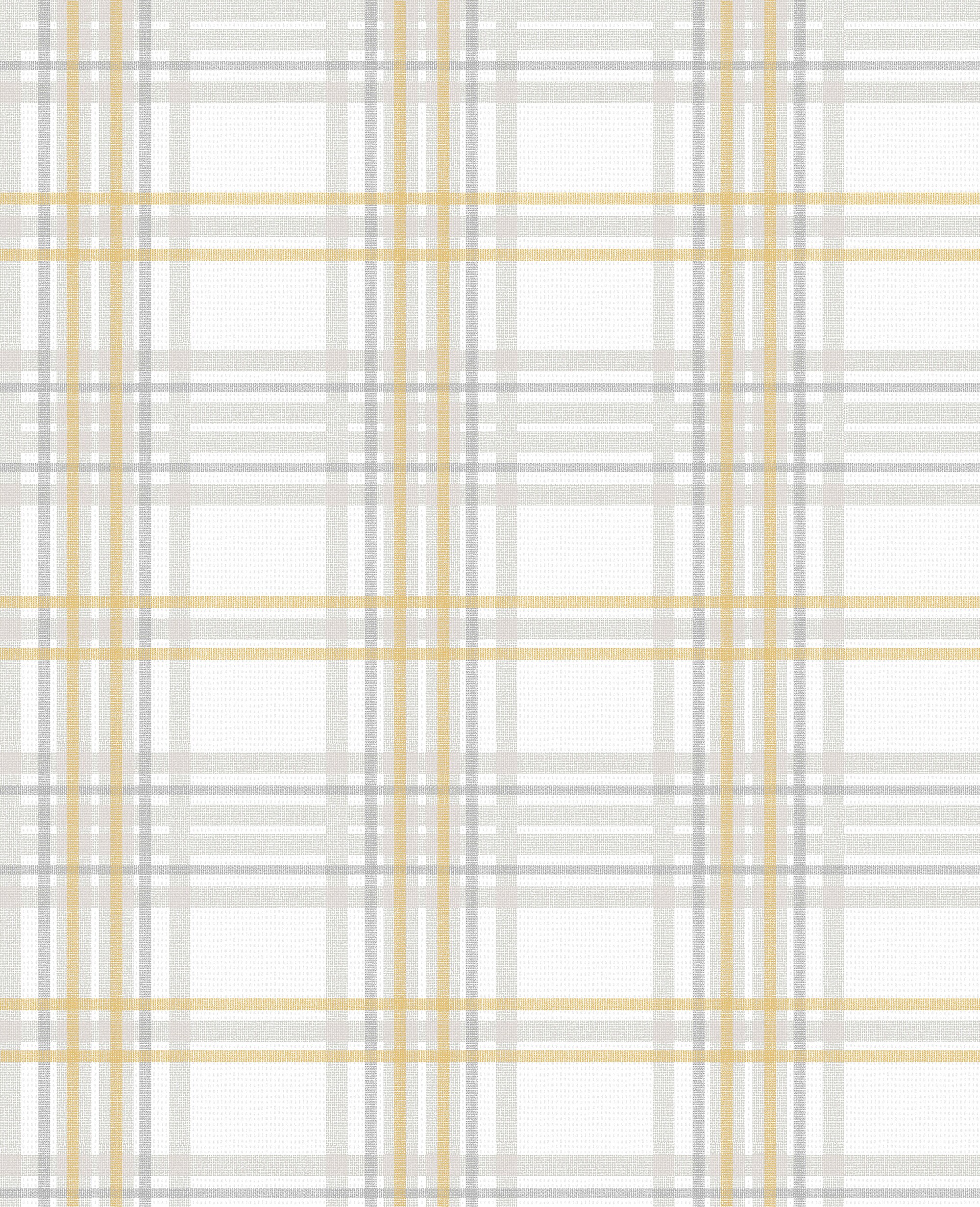 Graham & Brown 106571 Highland 56-Sq. Feet Yellow Vinyl Textured Plaid Unpasted Wallpaper