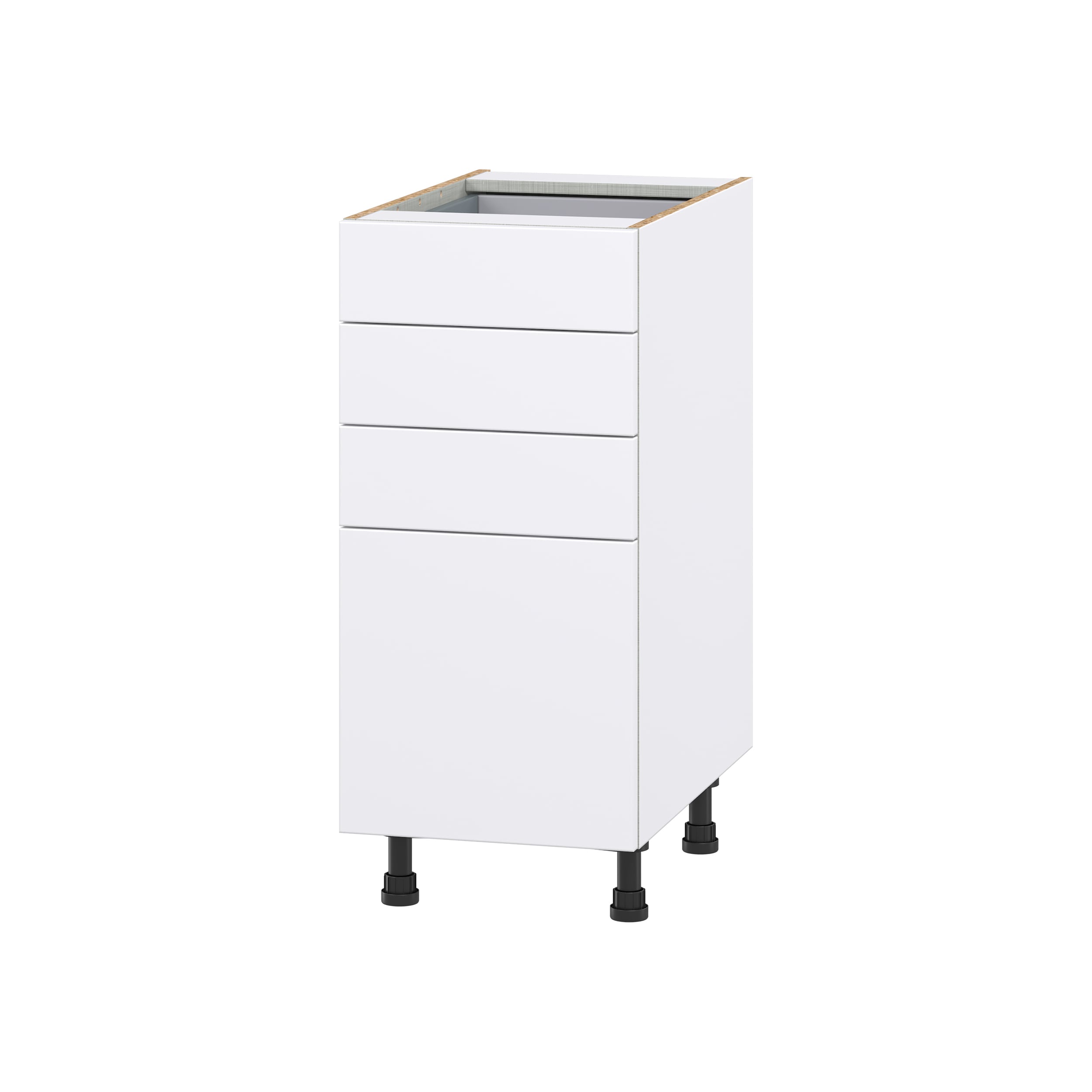 Hugo&Borg Lasalle 15-in W x 34.5-in H x 24-in D Bright White Slab 6-Drawer Base Fully Assembled Cabinet (Flat Panel Style)