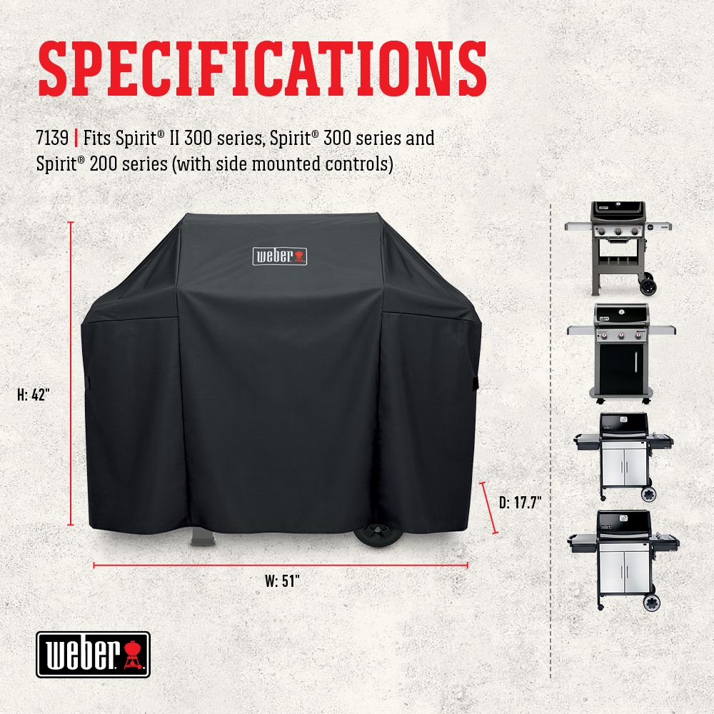 Weber Spirit 300 Gas Grill 51-in W x 42-in Black Gas Grill Cover in the Covers department at Lowes.com