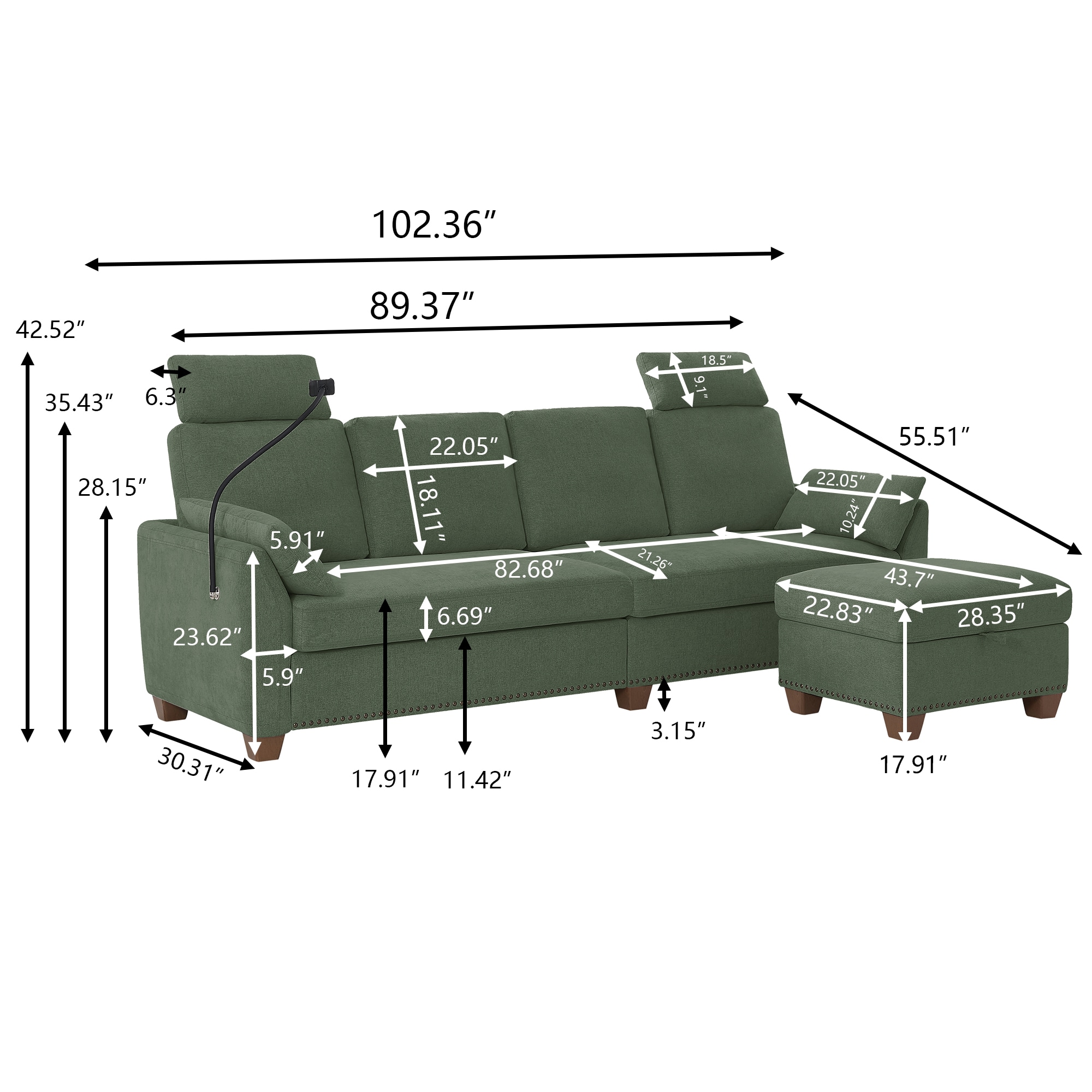 Jarenie YMX57GN Sofas-Loveseats - View #5