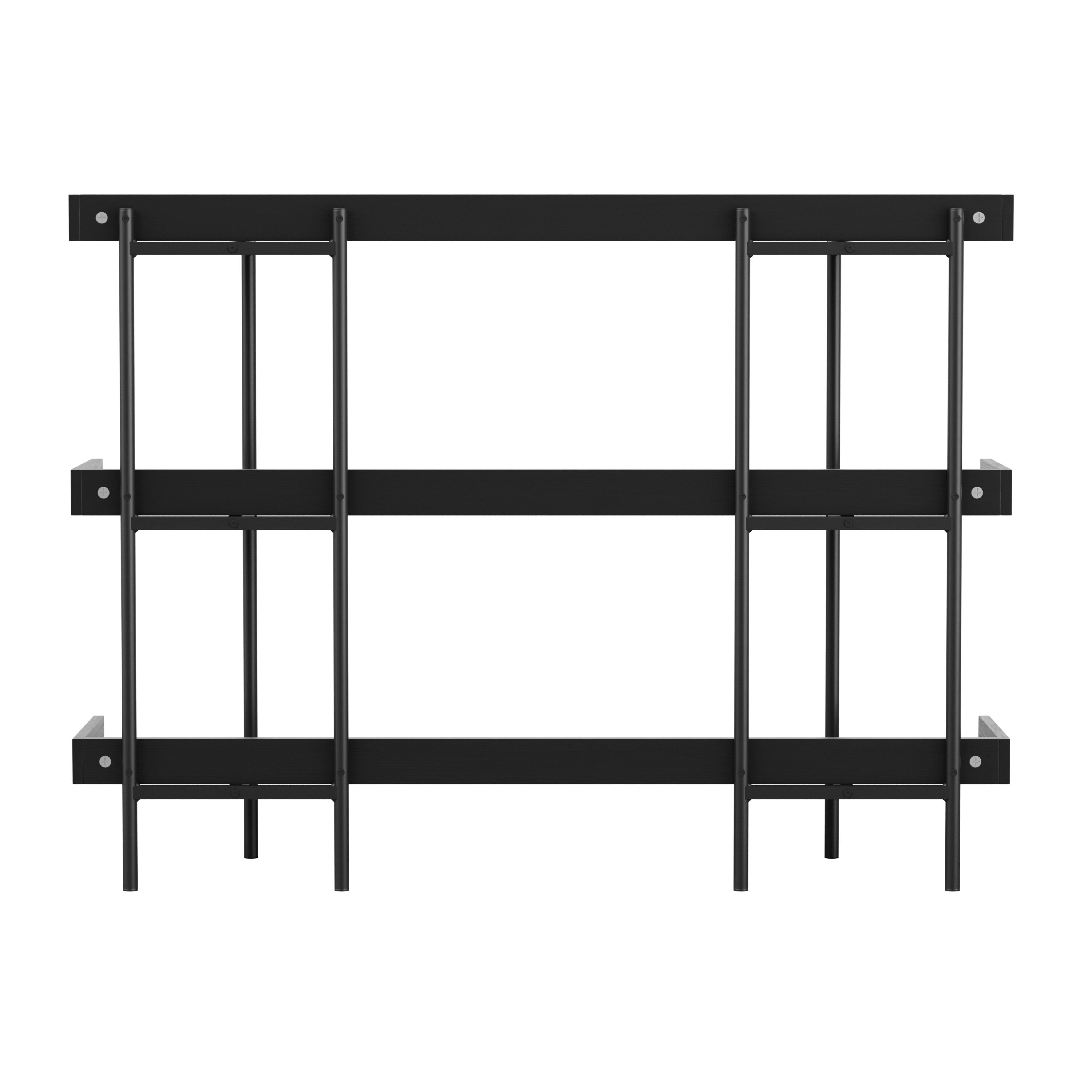Black Wood Grain 3-Shelf Bookcase with Oil Rubbed Bronze Frame