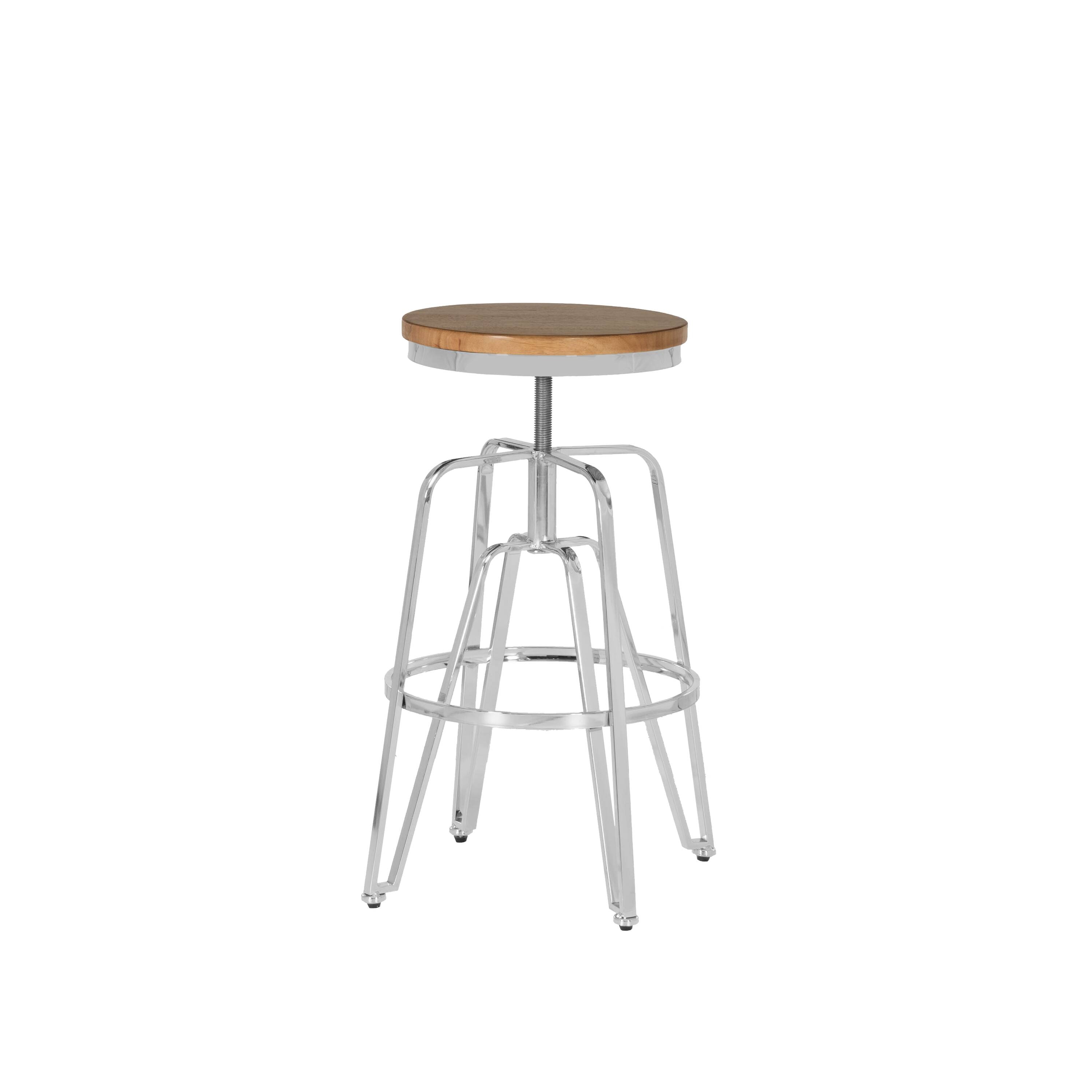 Linon LOWES2192 Silver 29.0-in H Adjustable Height Bar height Round seat Metal Bar Stool